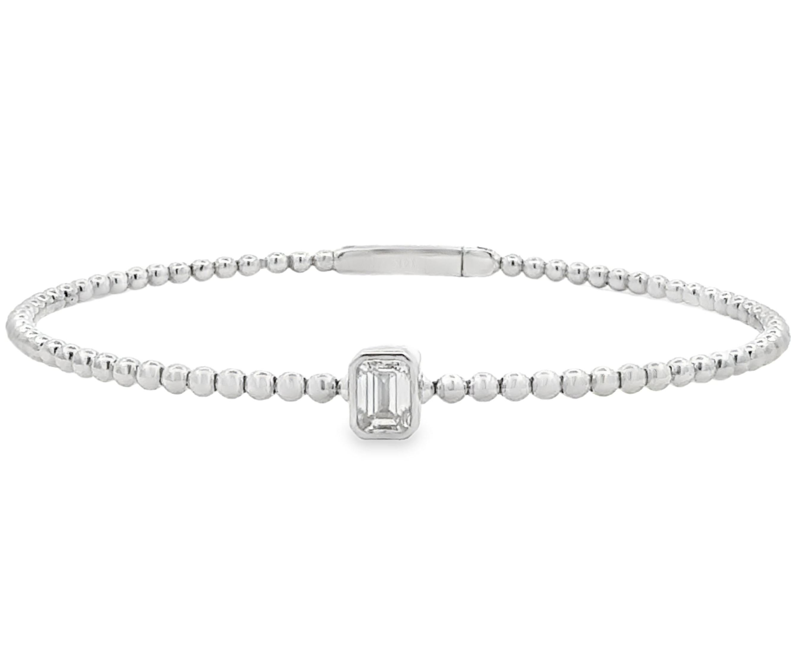 Emerald Cut Single Bezel Flexible Bangle