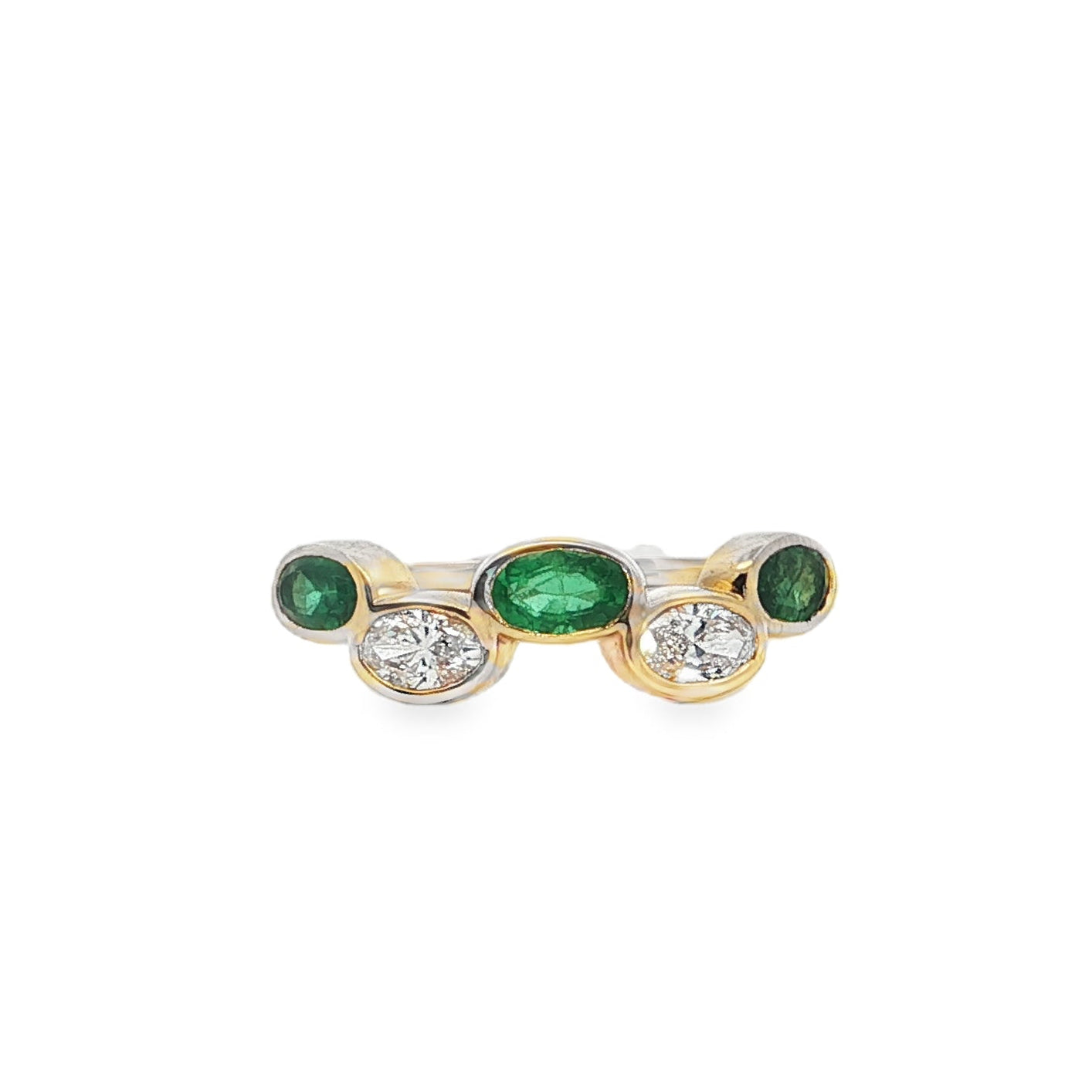 Alternating Emerald and Diamond Band