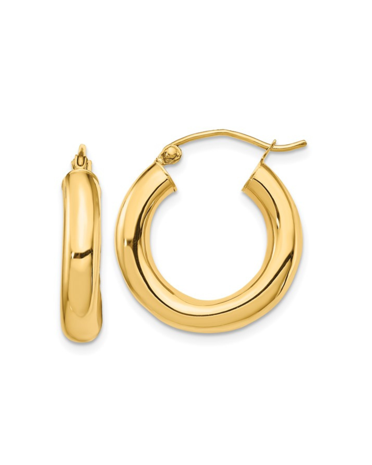 14k Polished 4mm Tube Hoop Earrings