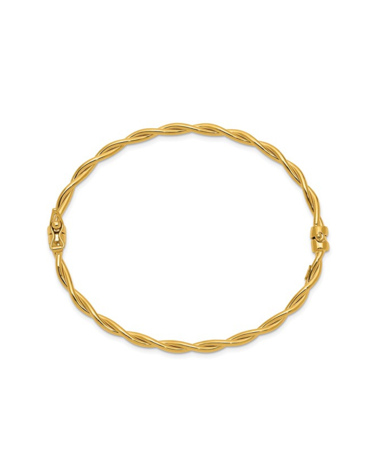 14K Yellow Gold Twisted Hinged Bangle