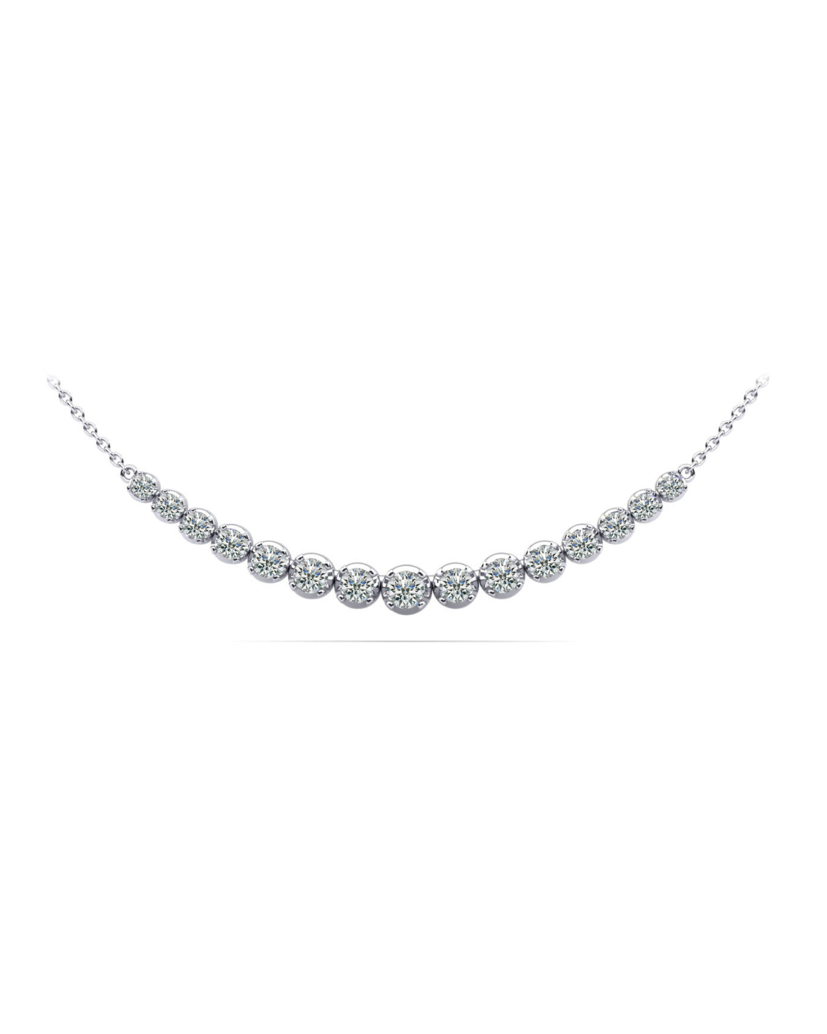 Four Prong Strand Necklace with Graduated Diamonds and Chain