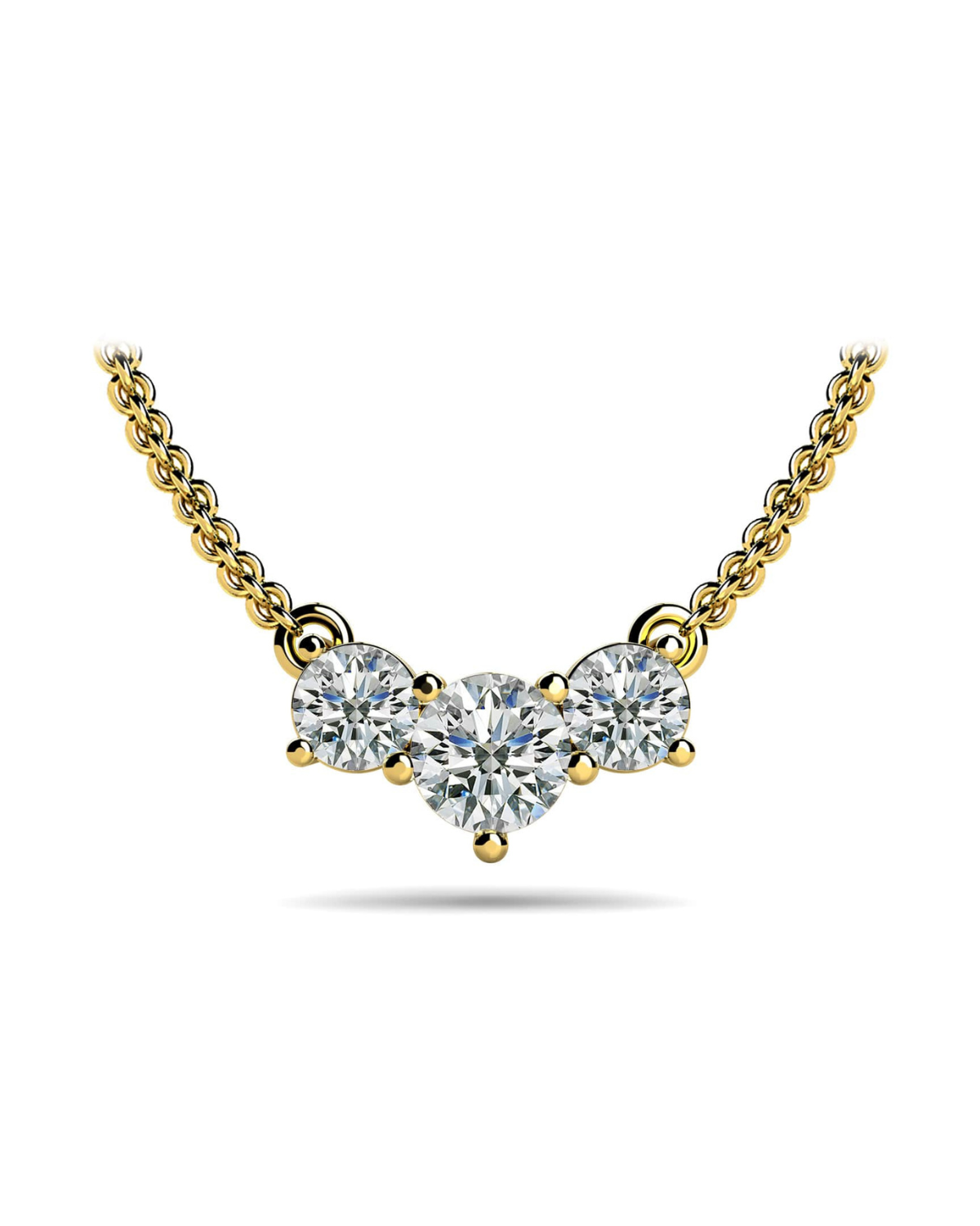 Three Stone Horizontal Diamond Pendant