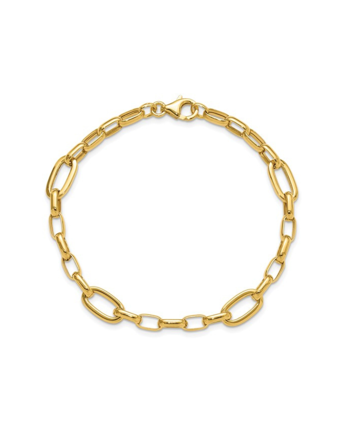 14K Polished Fancy Cable Link Bracelet