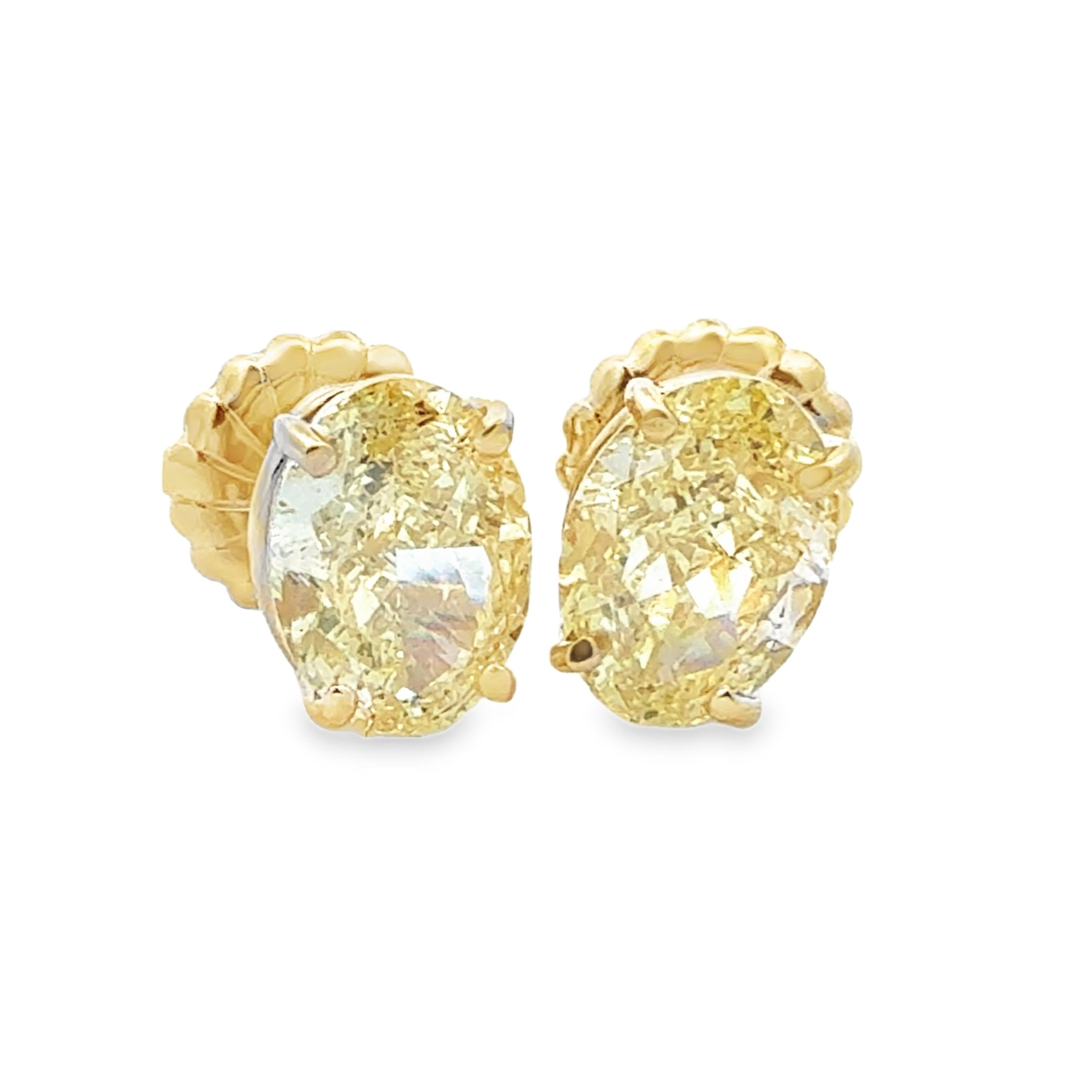 Yellow Diamond Oval Studs