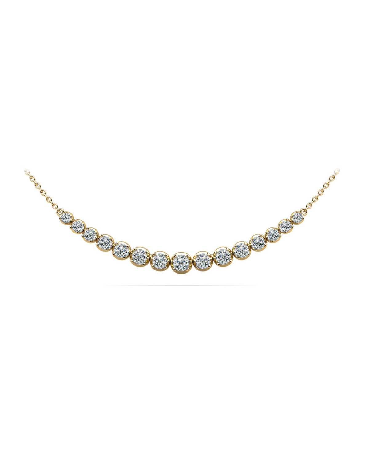 Four Prong Strand Necklace with Graduated Diamonds and Chain