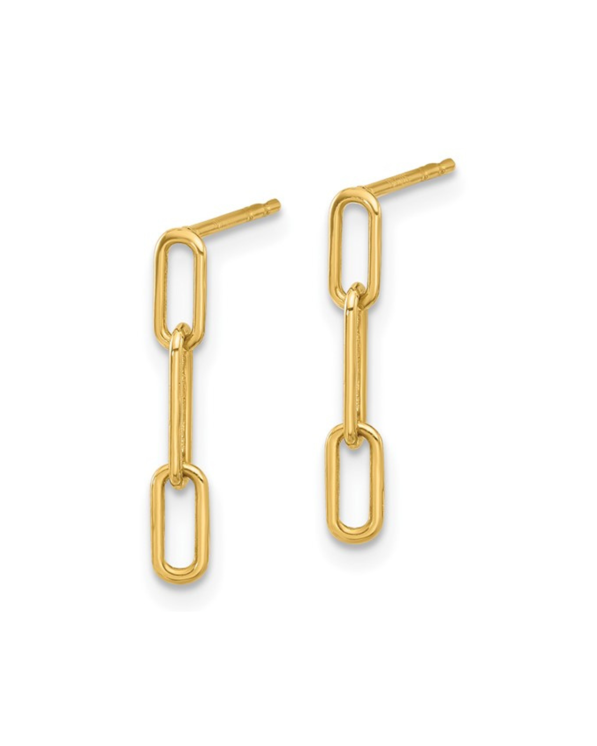 14K Polished Open Link Post Dangle Earrings