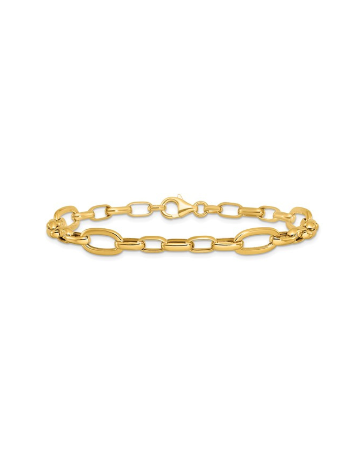 14K Polished Fancy Cable Link Bracelet