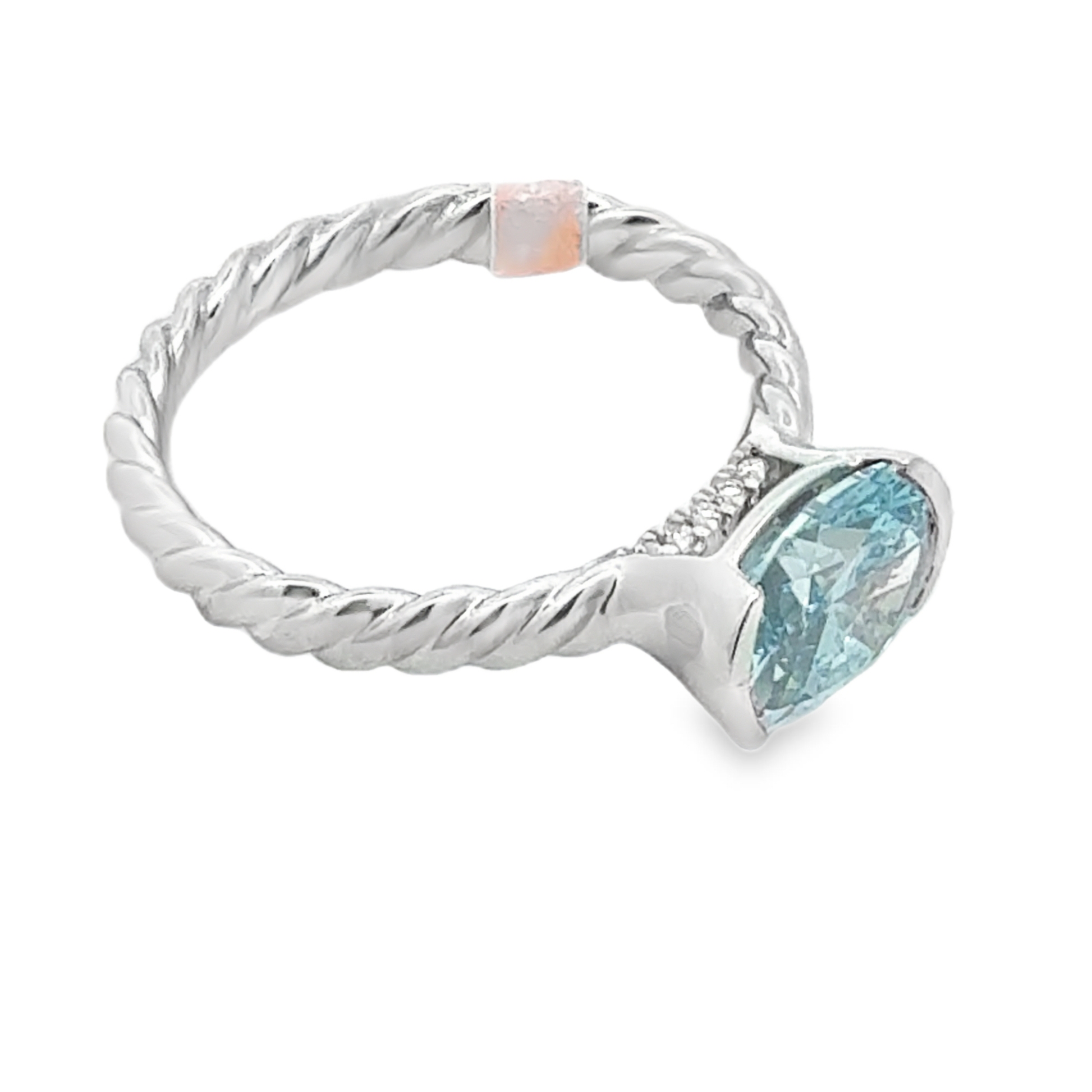 Blue Diamond Half Bezel Ring