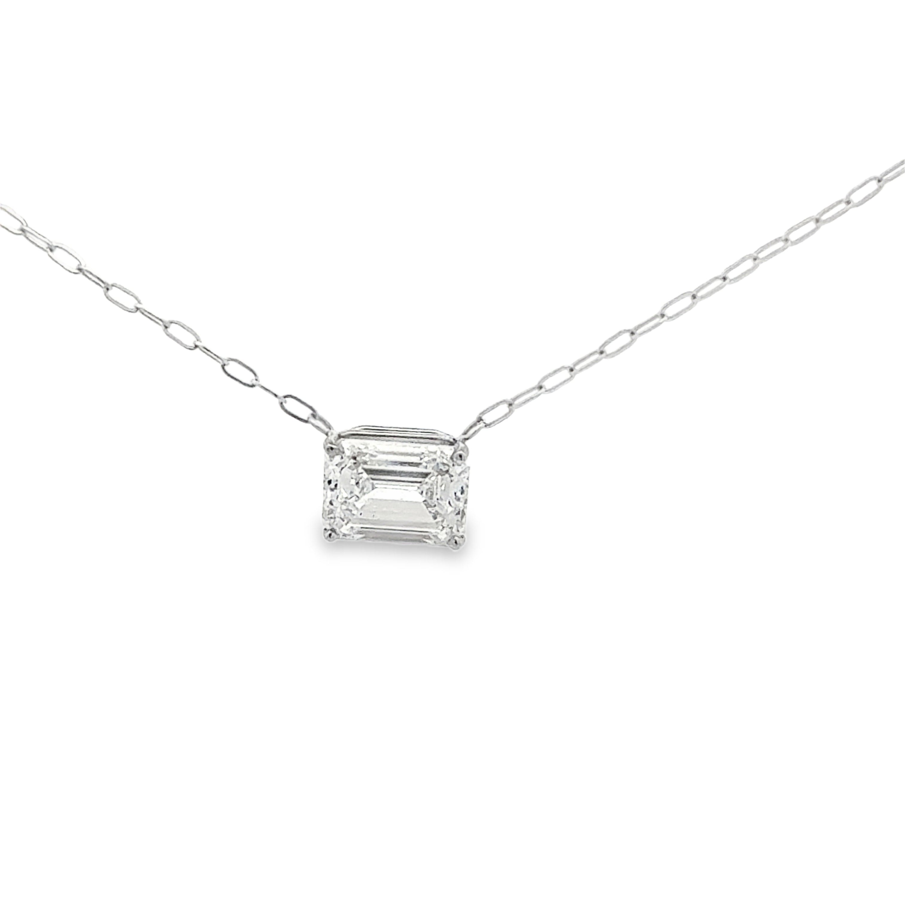 East-West Emerald Paperclip Necklace