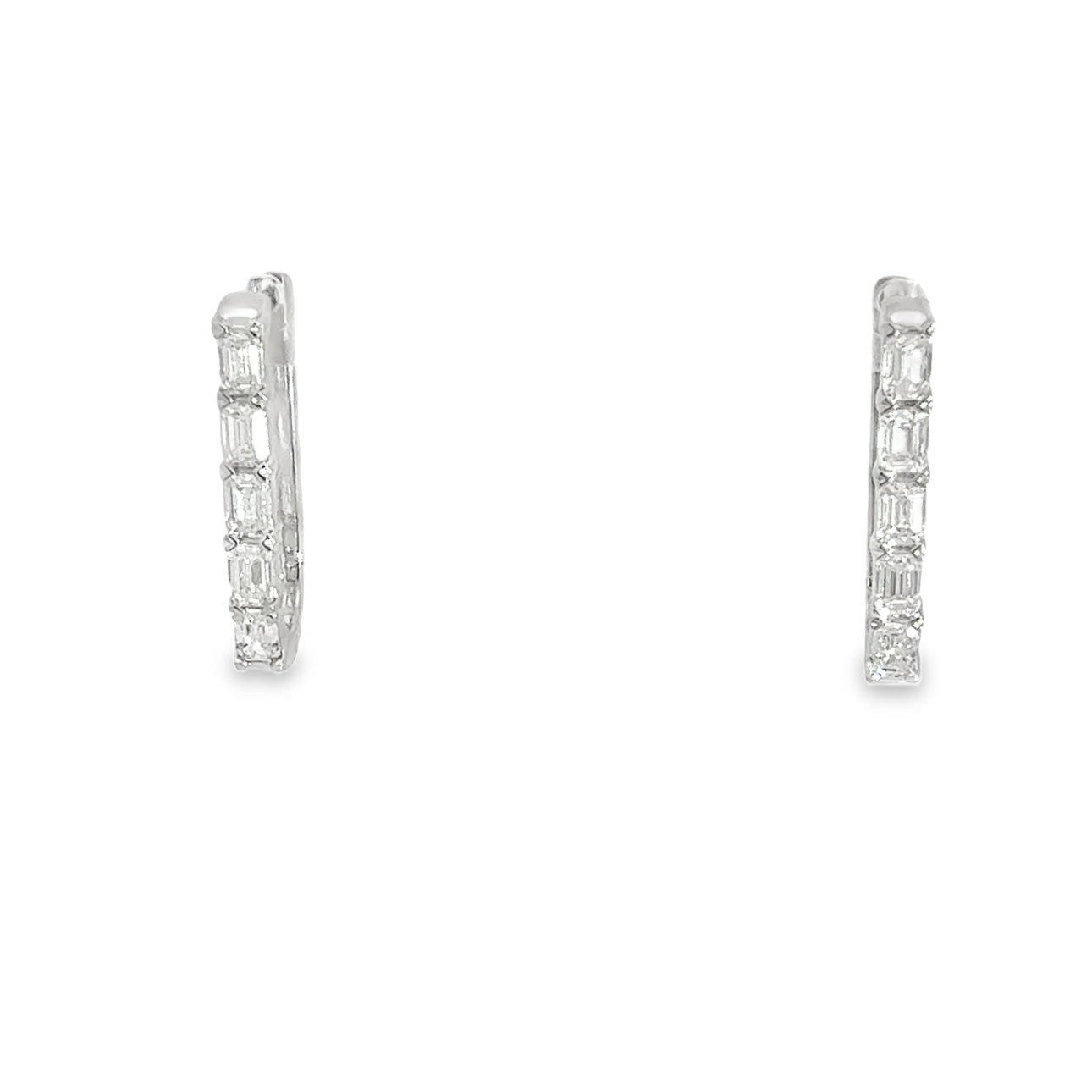 1.51CTW Elongated Emerald Cut Lab Diamond Hoops