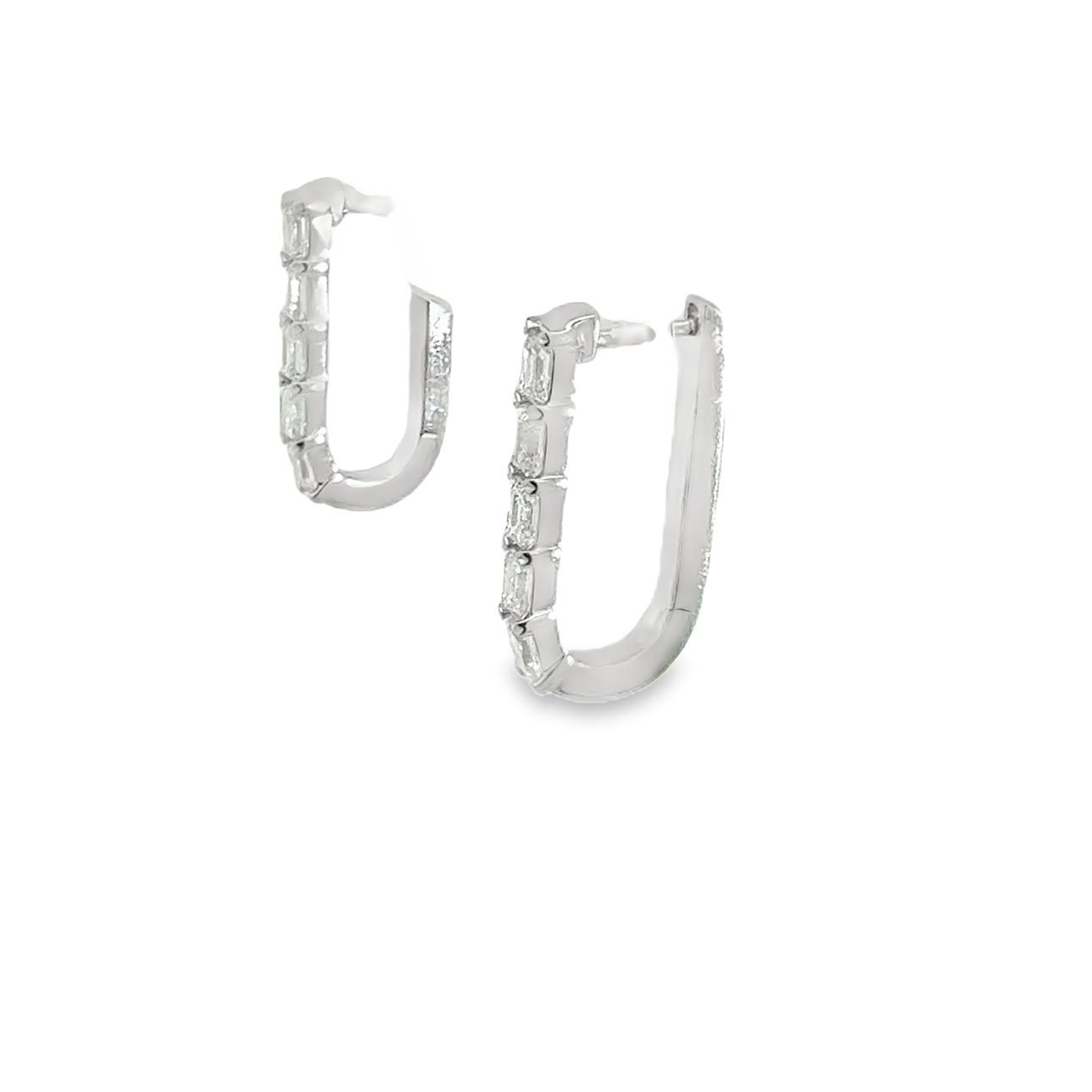 1.51CTW Elongated Emerald Cut Lab Diamond Hoops