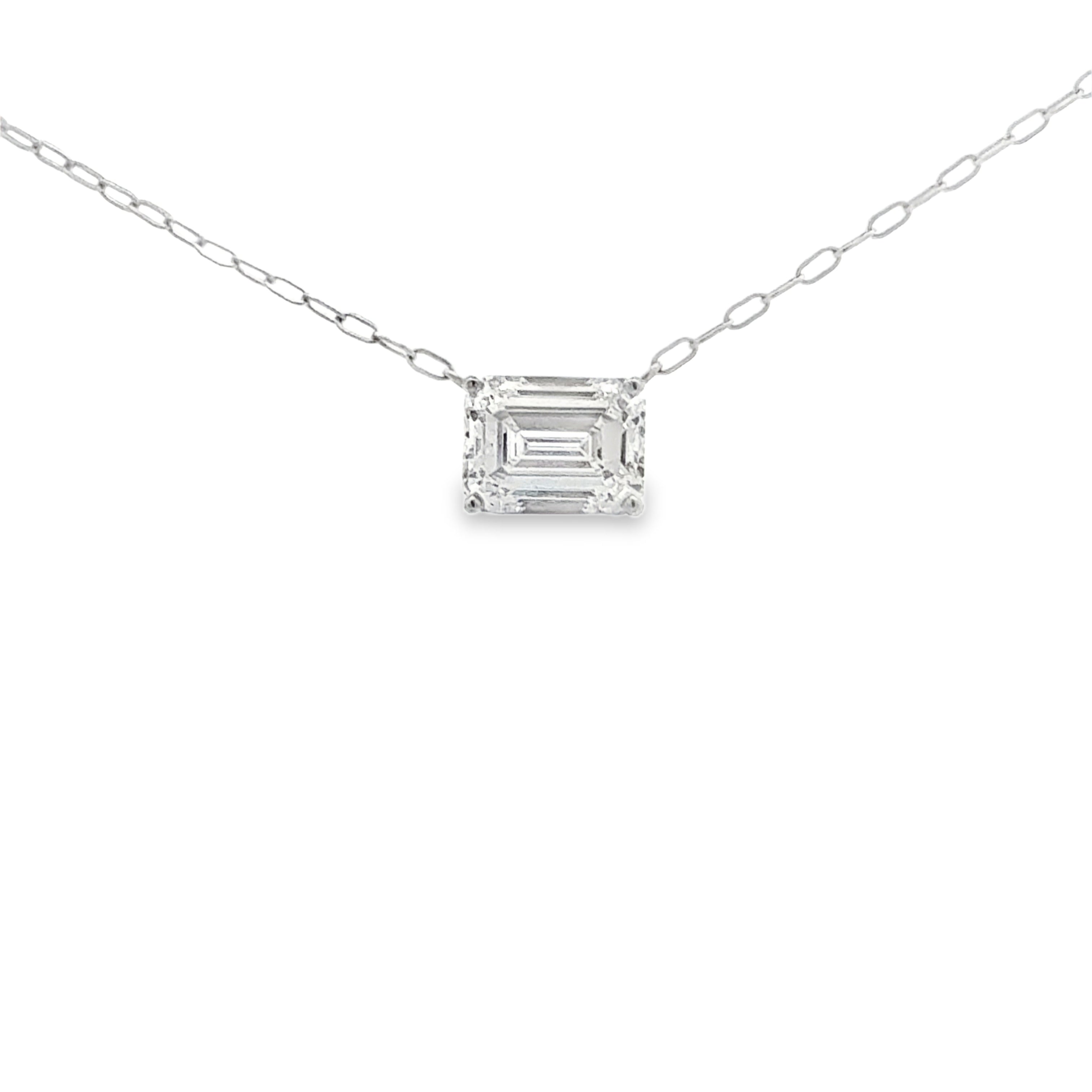 East-West Emerald Paperclip Necklace