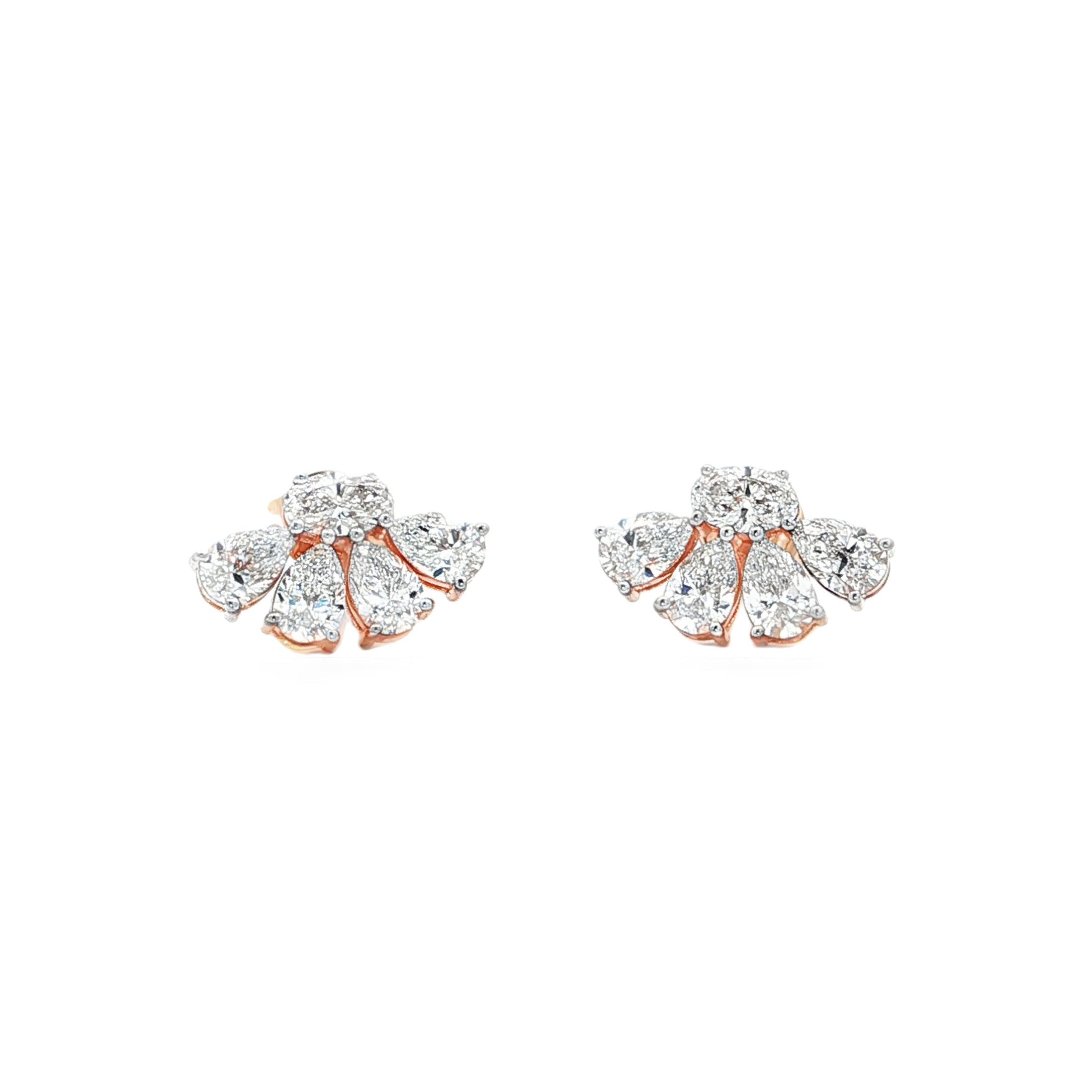 Pear and Round Fan Earrings