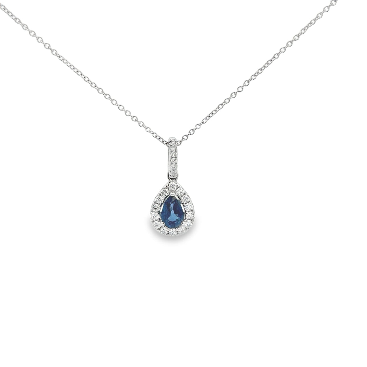 .82ct Natural Sri Lankan Sapphire and Diamond Halo Pendant