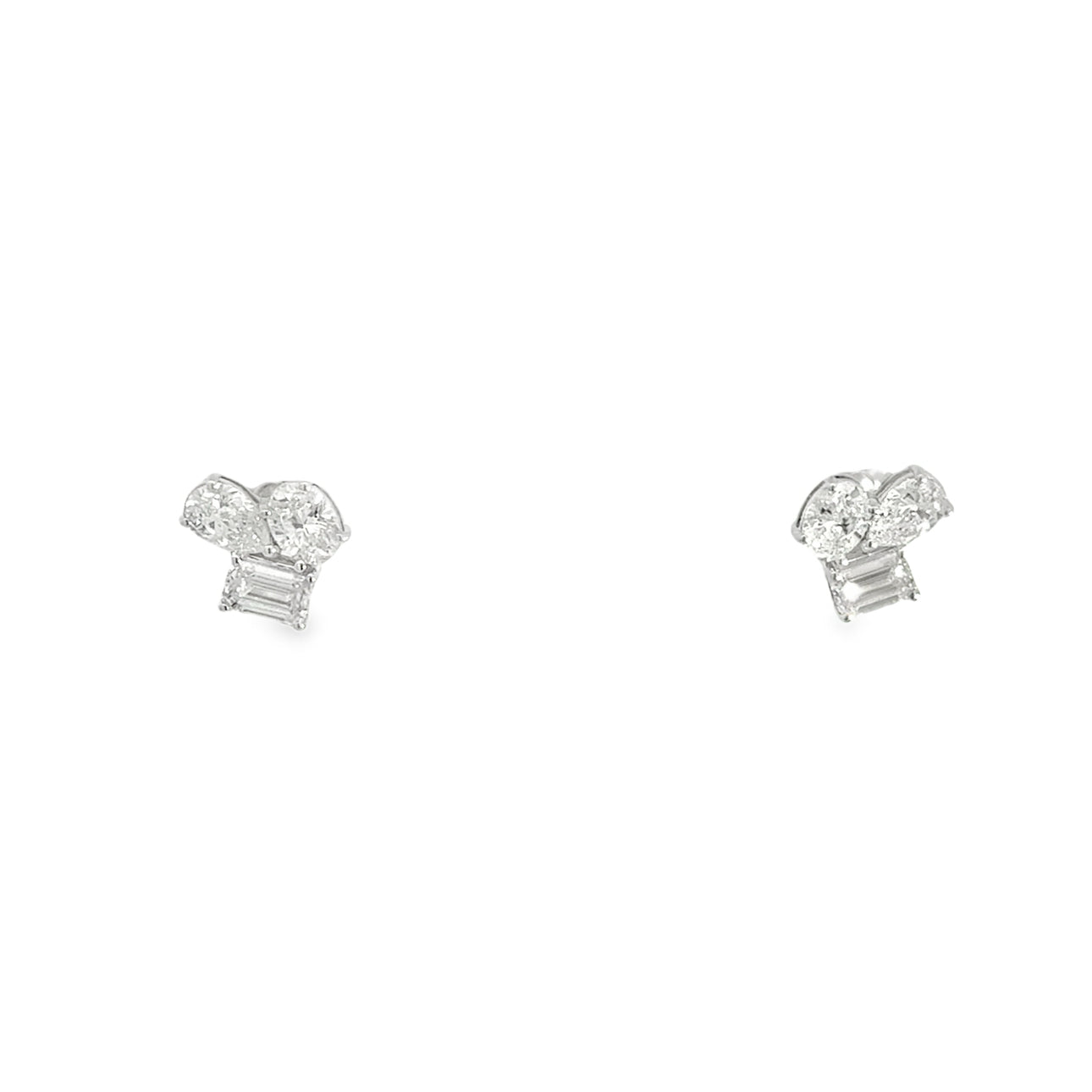 Lab Diamond 2.00ctw 3 stone multi-shape cluster earrings