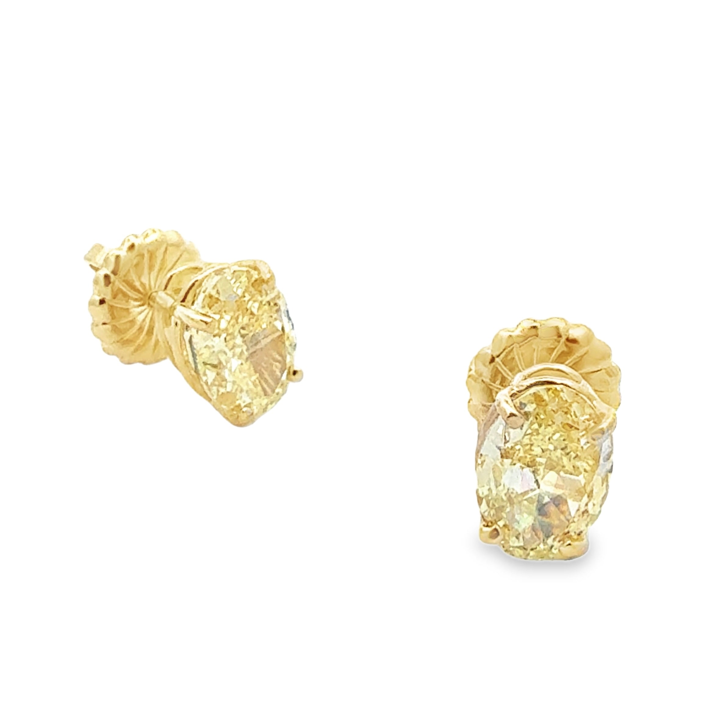 Yellow Diamond Oval Studs