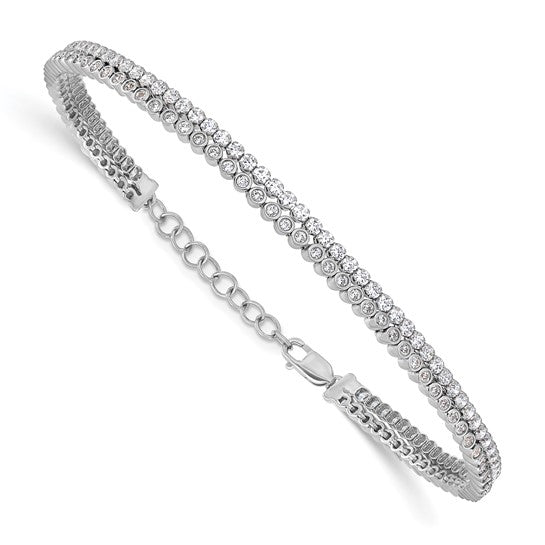 14k 2.88 CTW. Lab Grown Diamond Double Row 7-inch Bracelet with a 1-inch extension