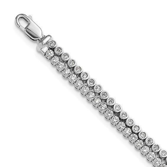 14k 2.88 CTW. Lab Grown Diamond Double Row 7-inch Bracelet with a 1-inch extension