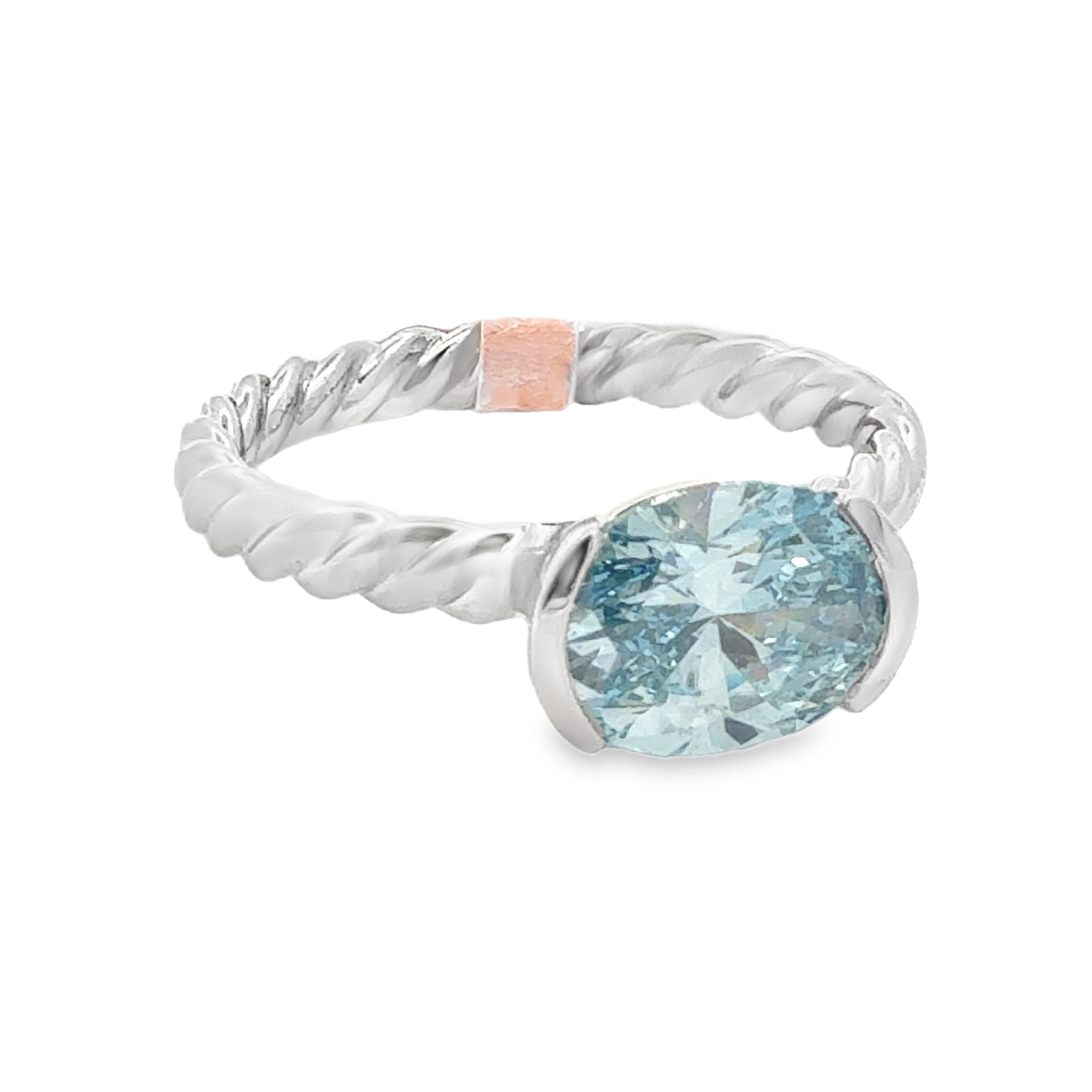 Blue Diamond Half Bezel Ring
