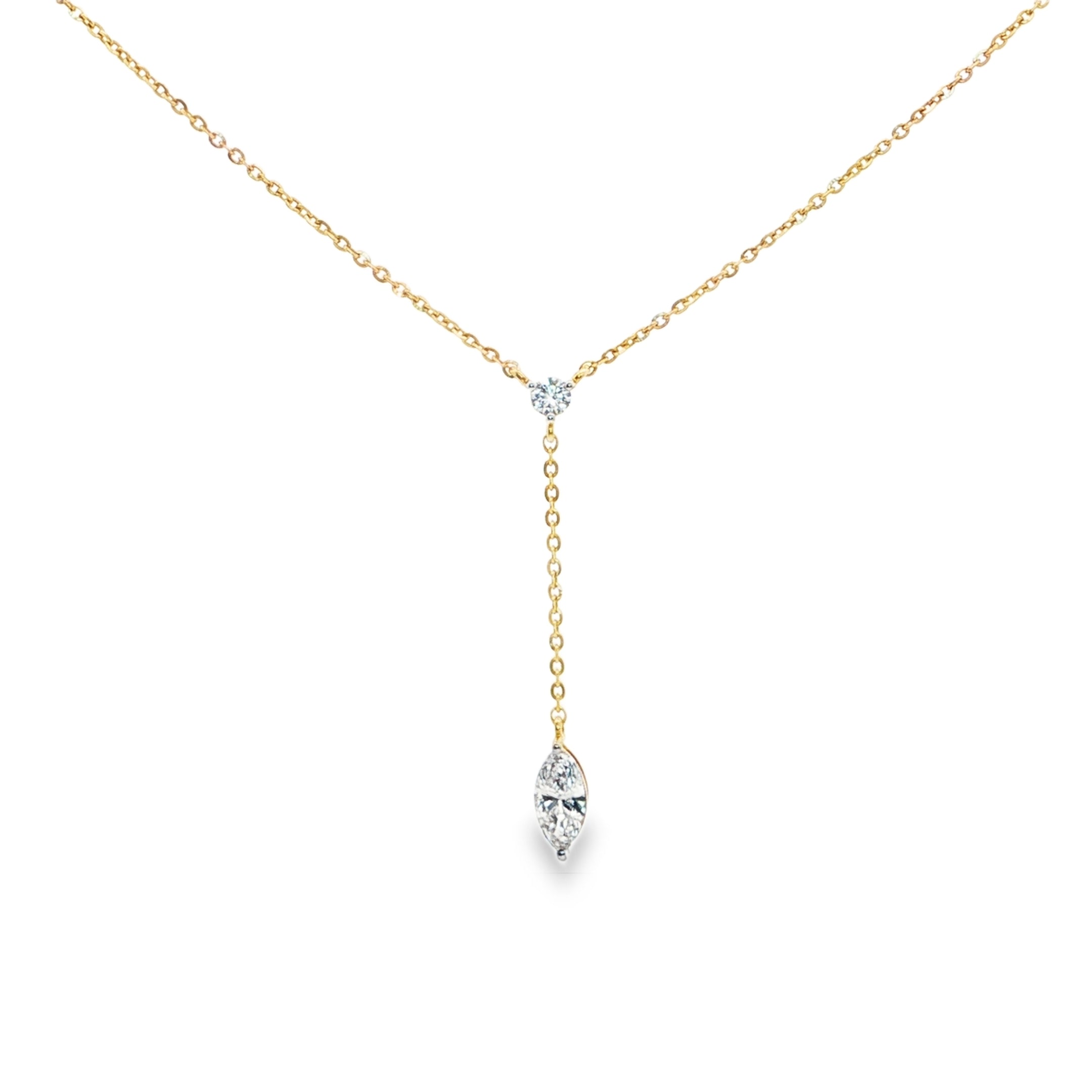 Marquise and Round Lariat Necklace