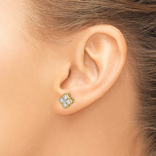 14k 1.00ctw Lab Grown Diamond Bloom Floral Post Earrings