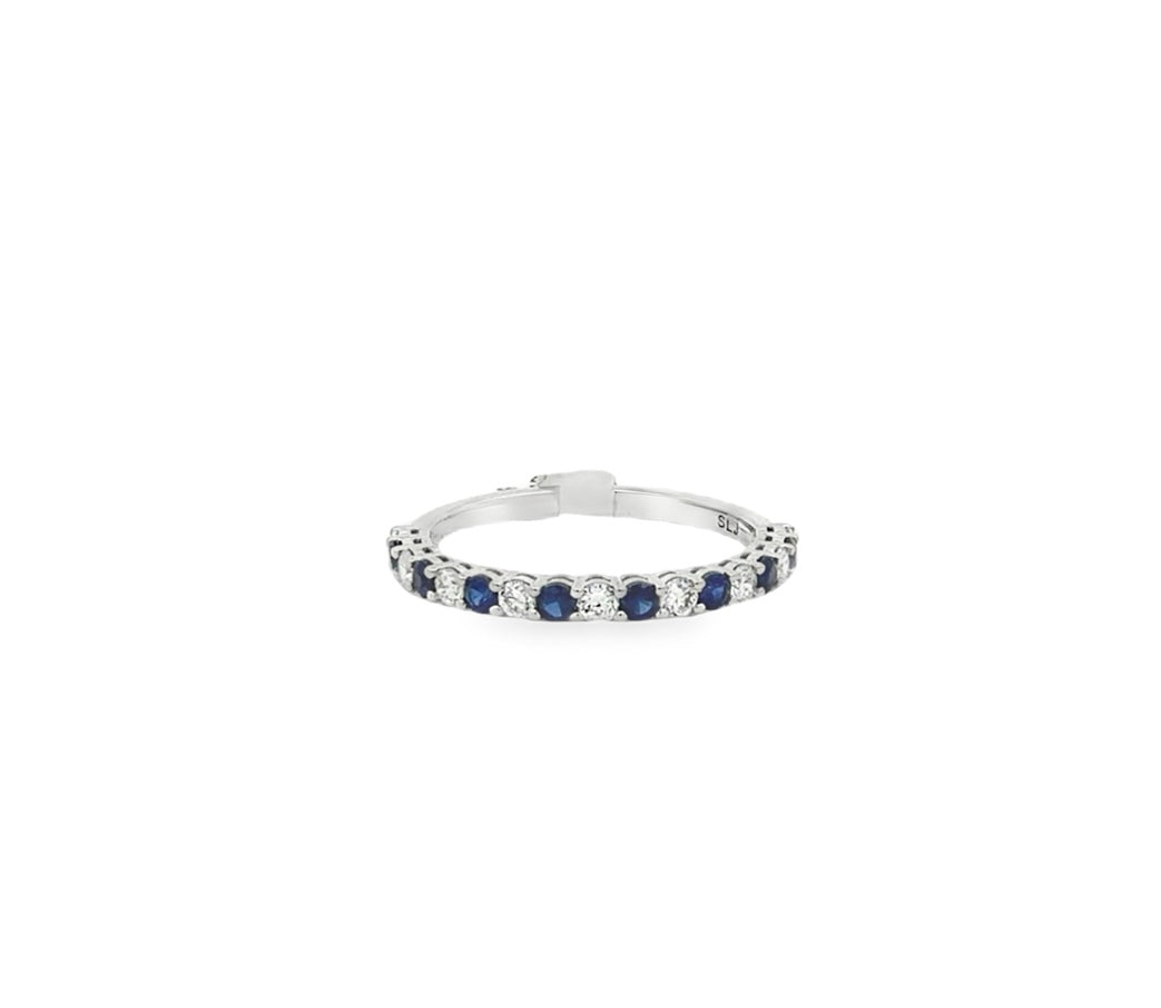 Alternating Lab Diamond and Sapphire Band