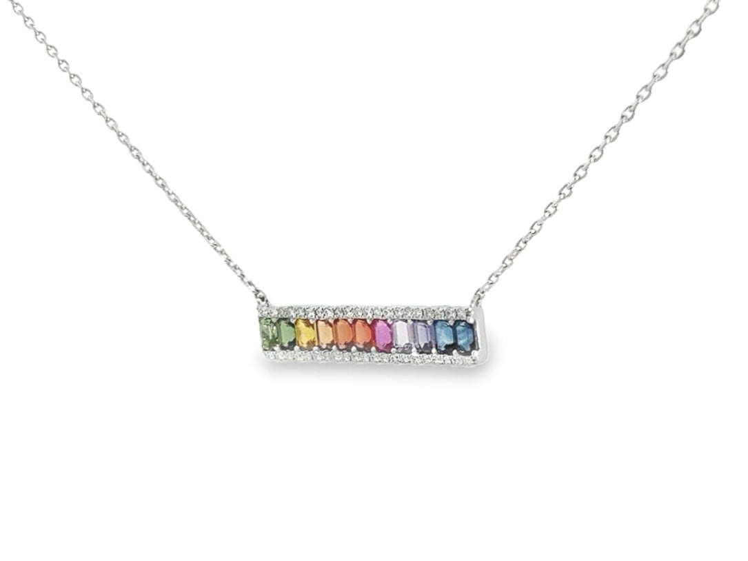 1.11CTW Natural Ombré Sapphire Bar Pendant
