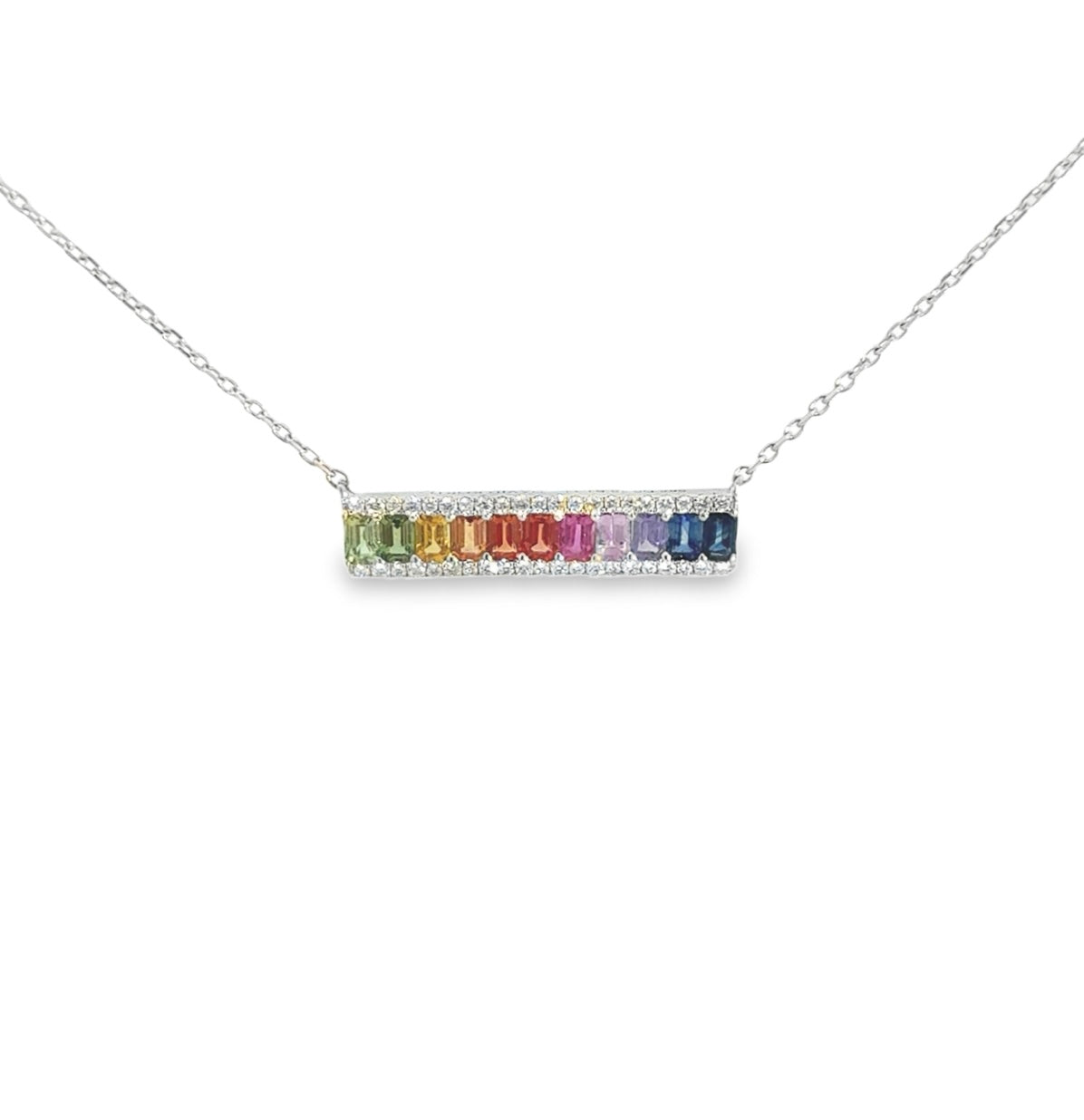 1.11CTW Natural Ombré Sapphire Bar Pendant