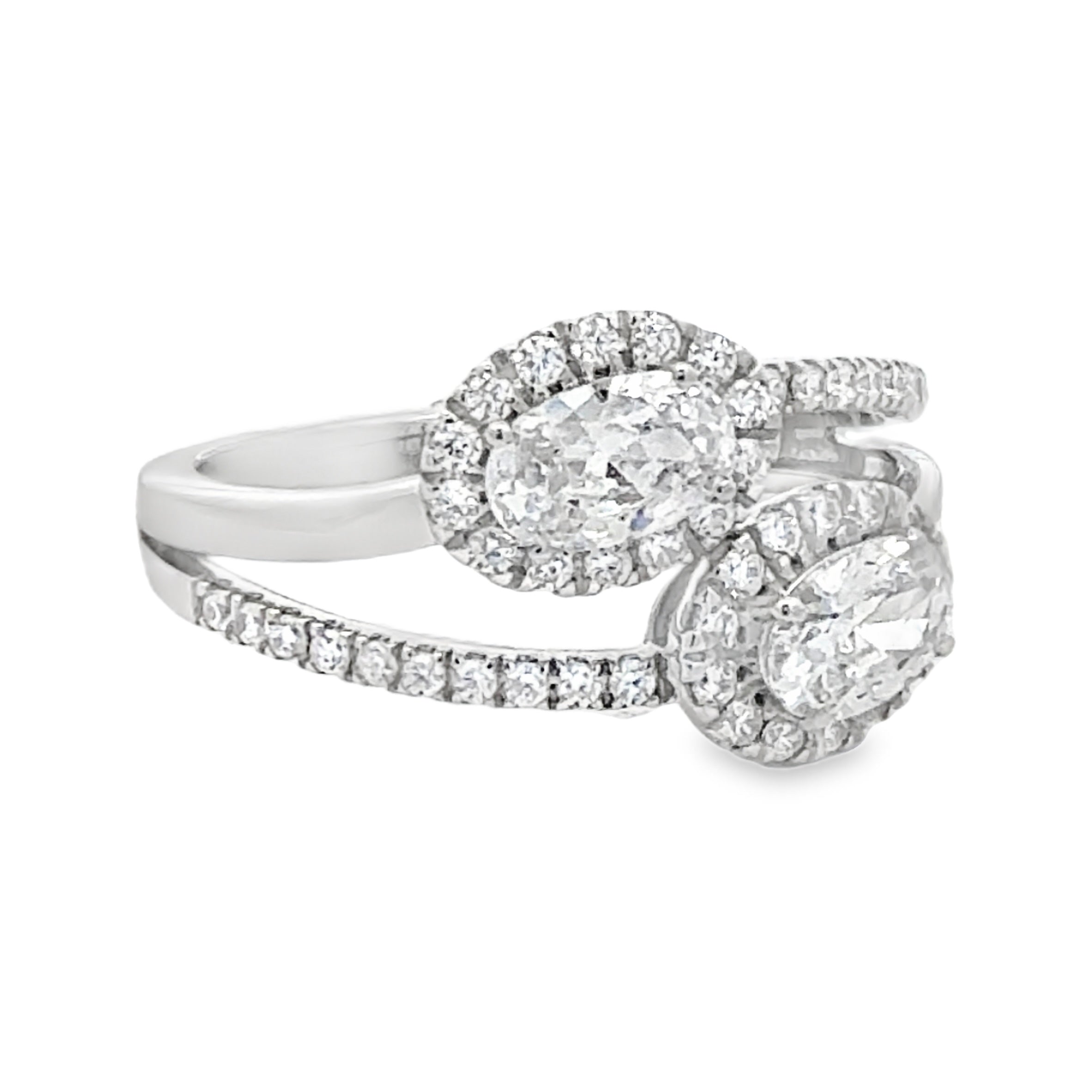 Oval Halo Twin Ring