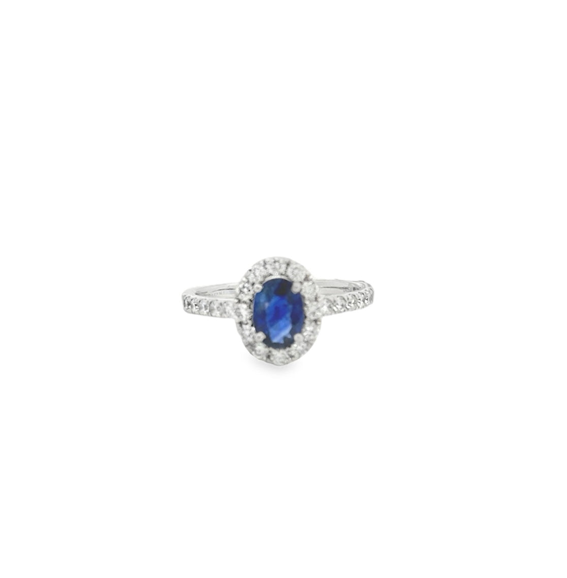 Oval Natural .88ct Sri Lankan Sapphire and Diamond Ring