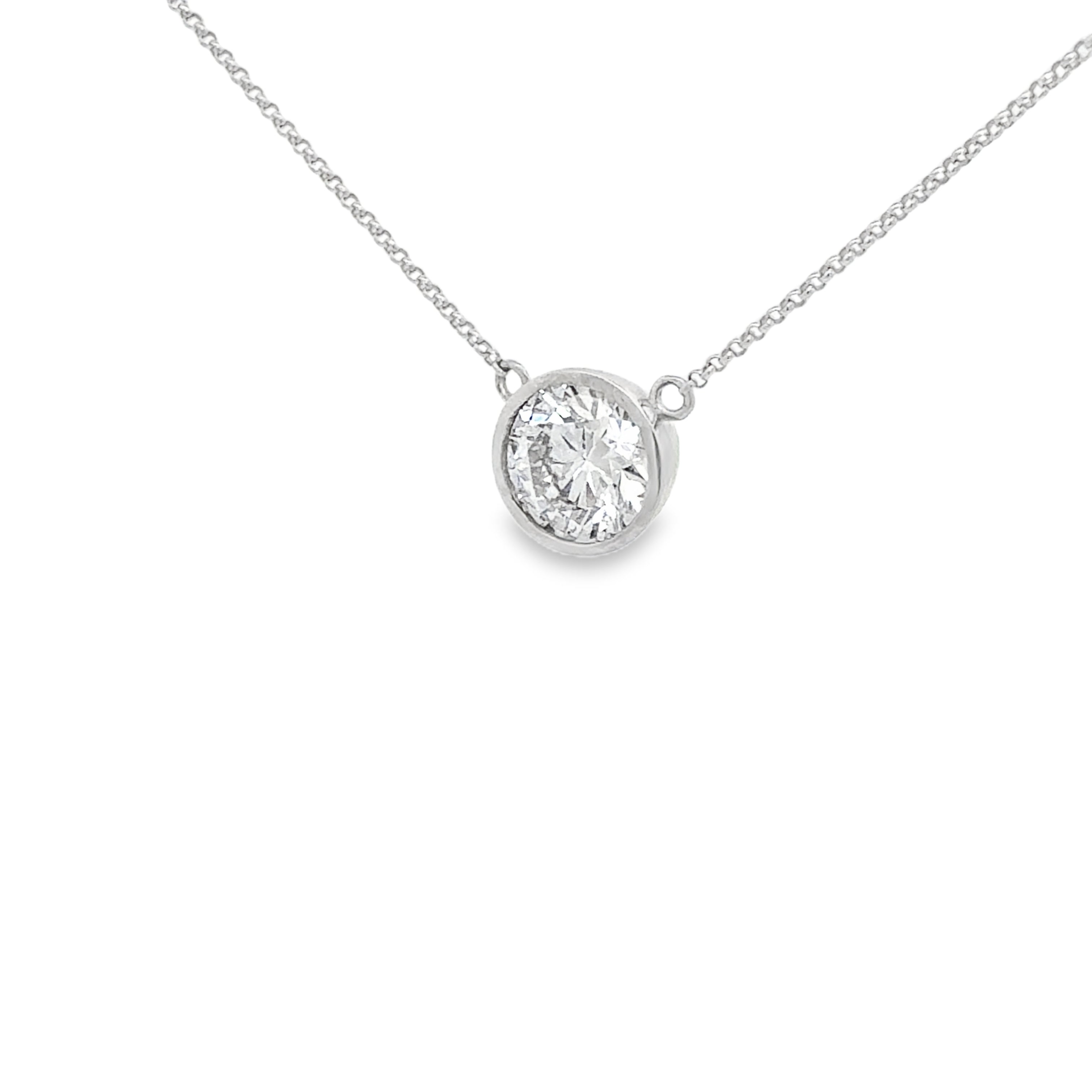 2.71 CT E-VS1 Round Bezel Necklace