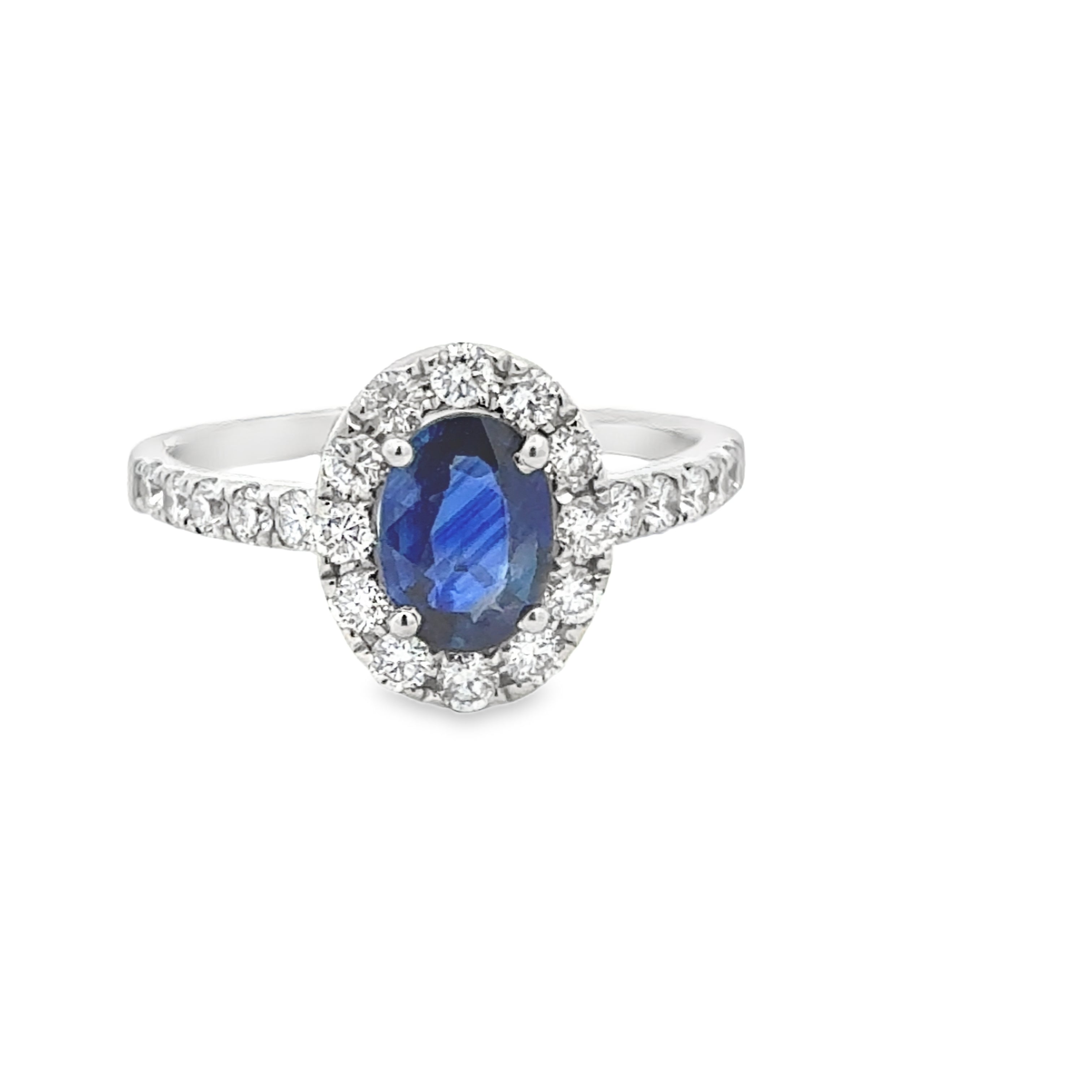 Oval Natural .88ct Sri Lankan Sapphire and Diamond Ring