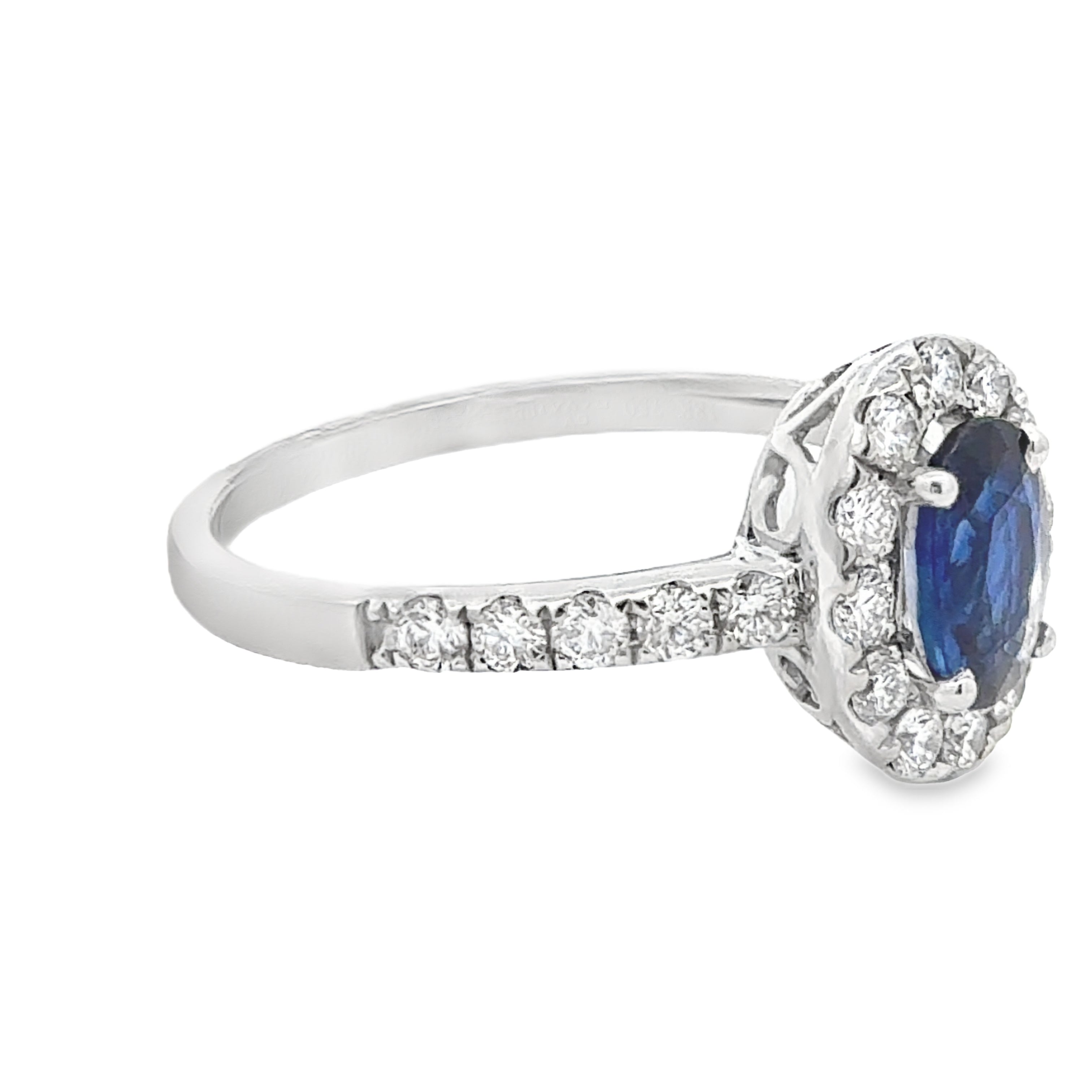 Oval Natural .88ct Sri Lankan Sapphire and Diamond Ring