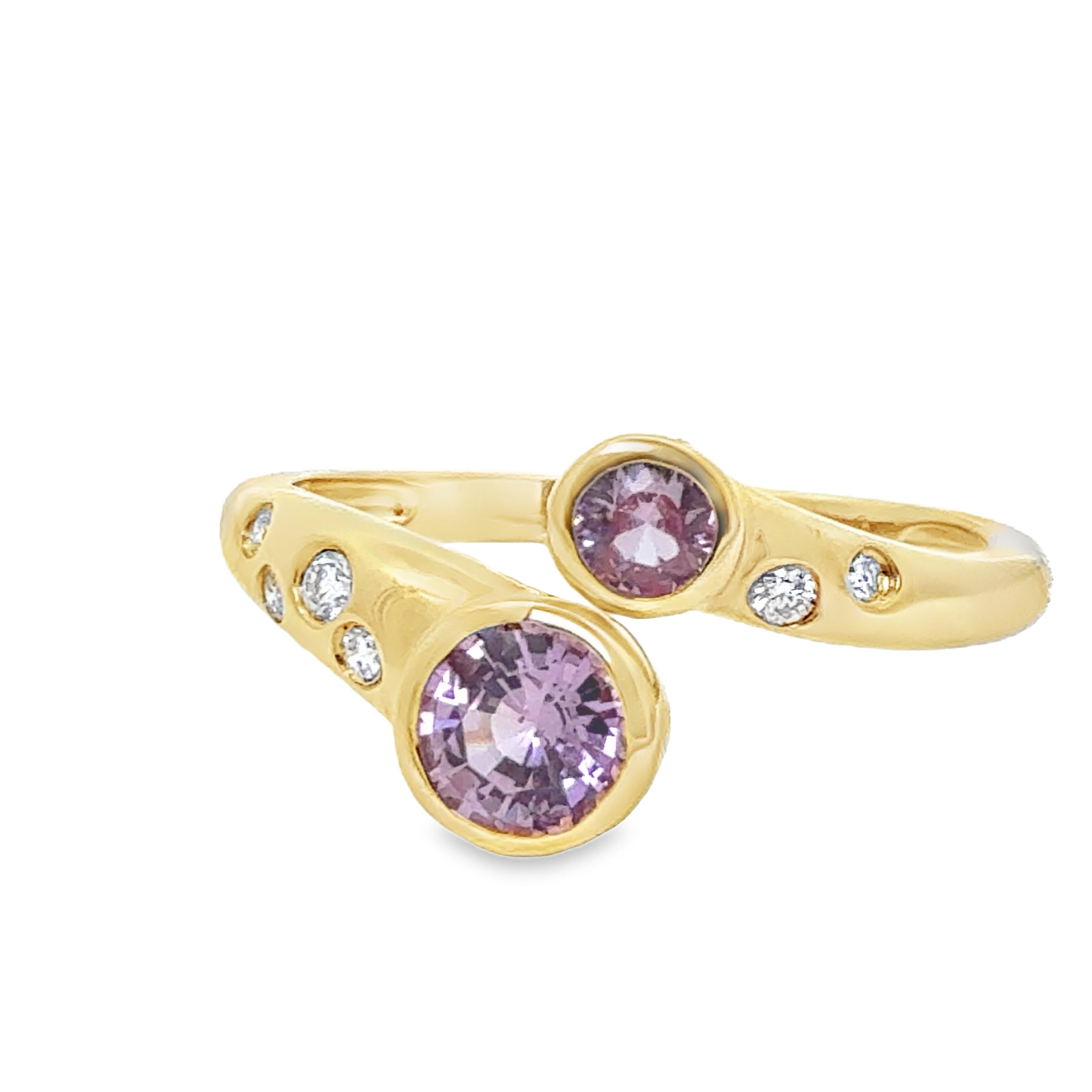 Pink Sapphire Bezel Bypass Ring