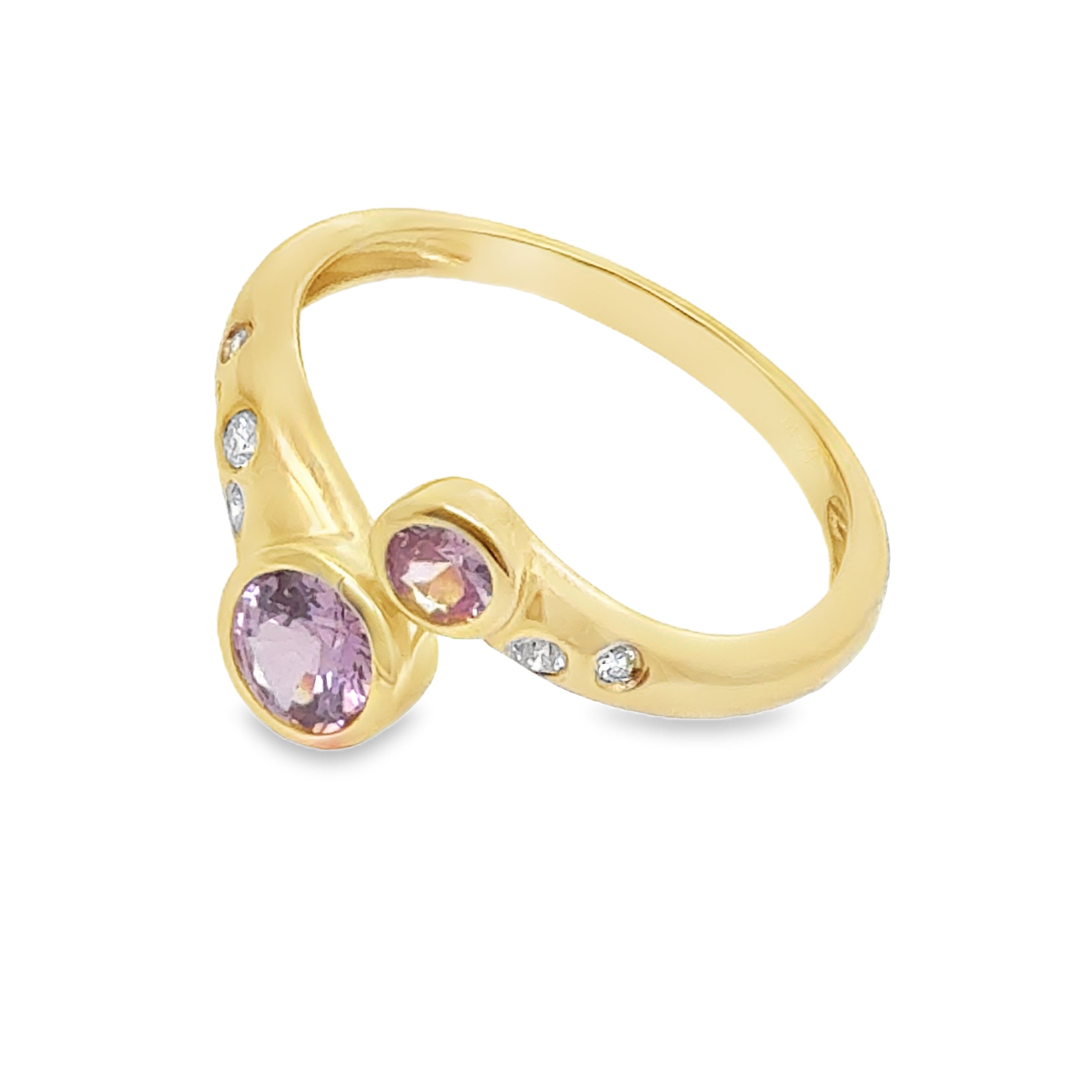 Pink Sapphire Bezel Bypass Ring