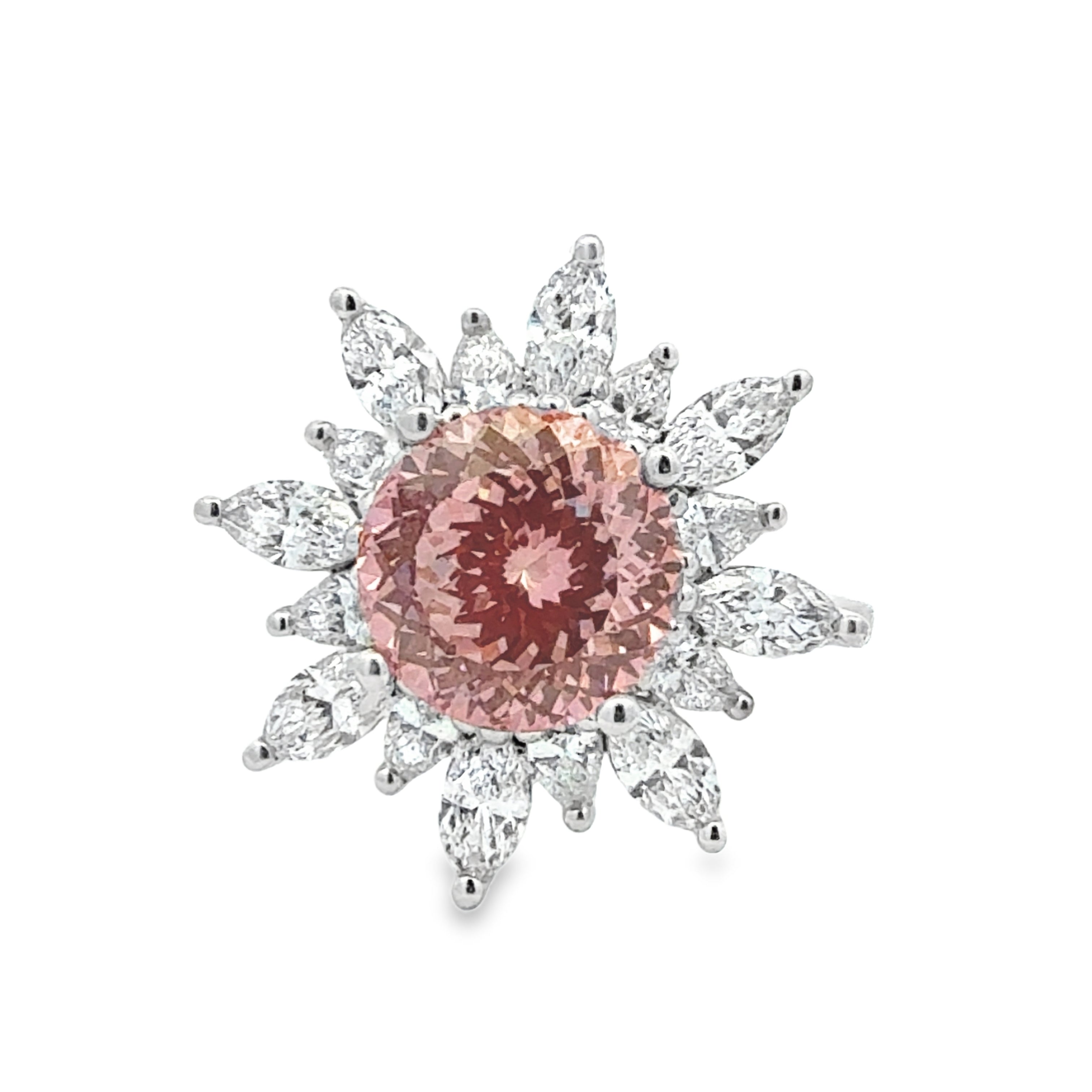 3.10CT Pink Portuguese cut Lab Diamond Cocktail Ring