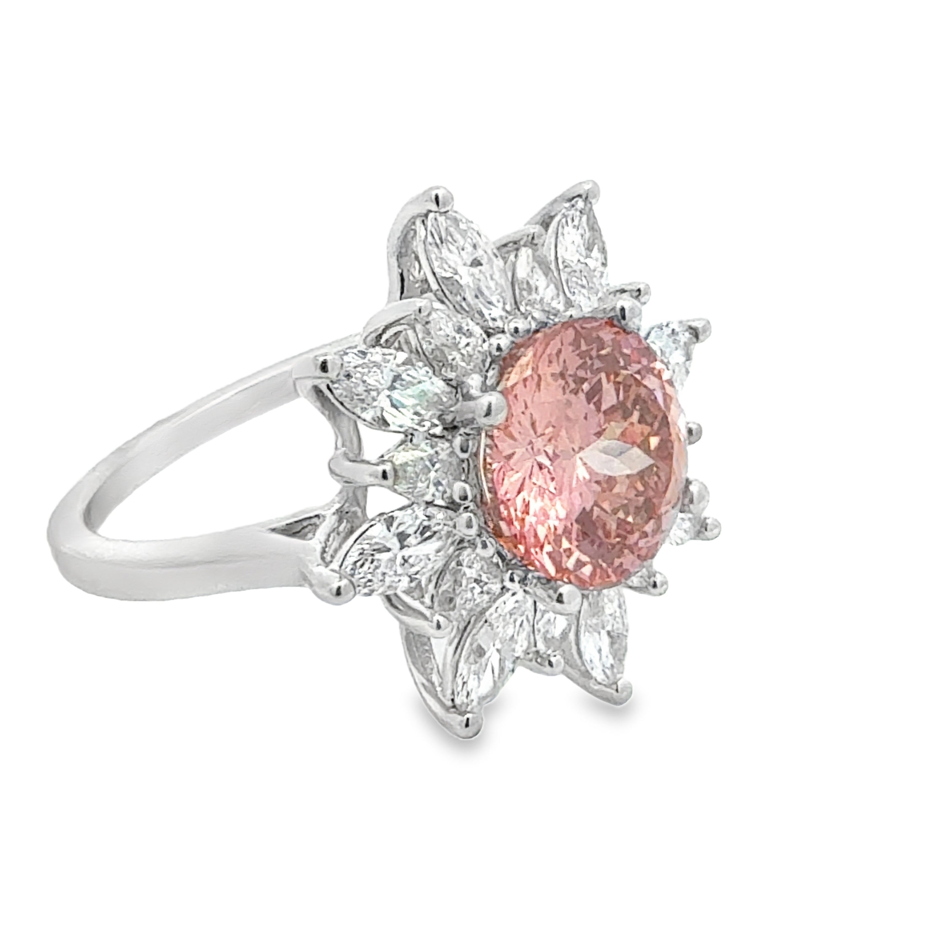 3.10CT Pink Portuguese cut Lab Diamond Cocktail Ring