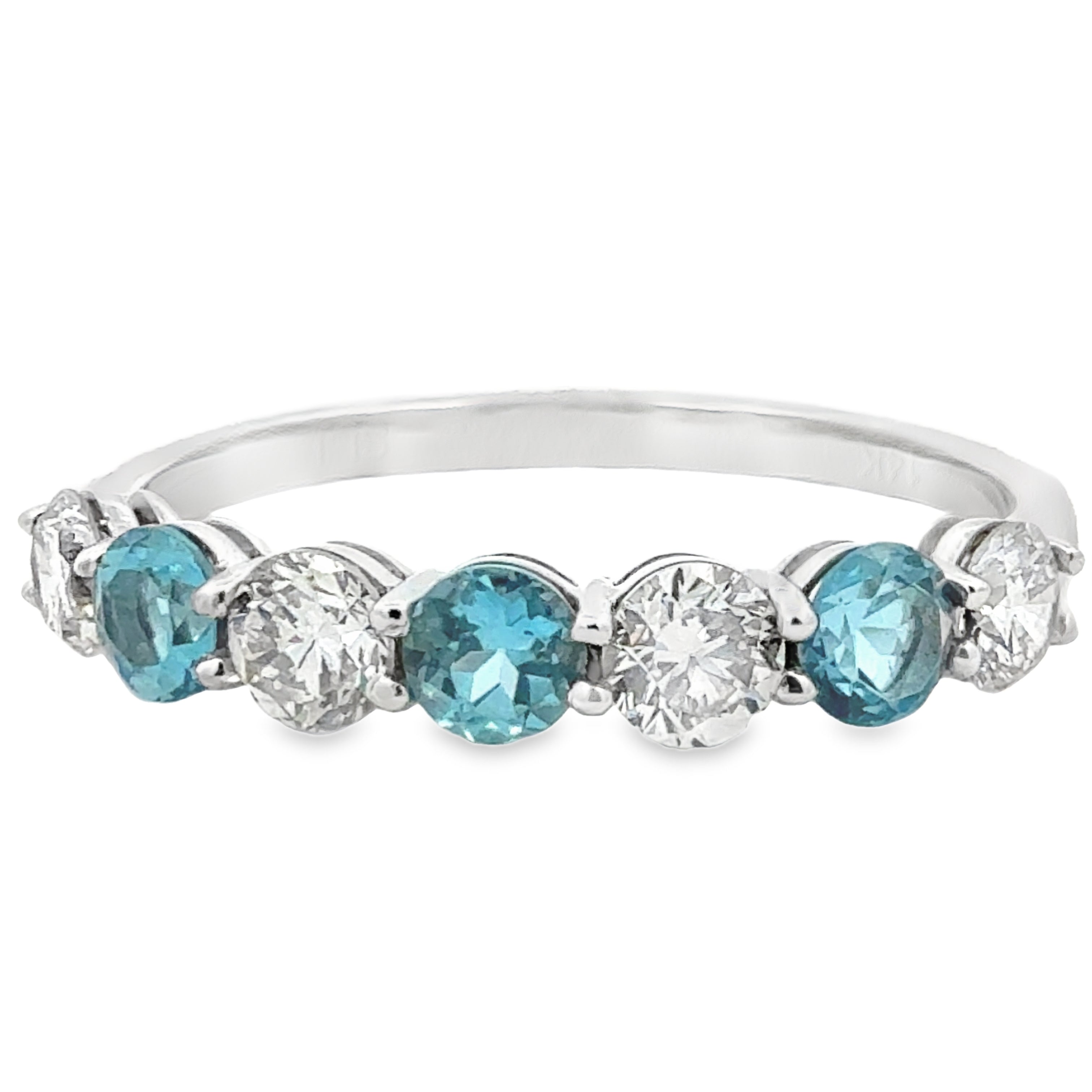 Blue Topaz and Lab Diamond 7 Stone Band