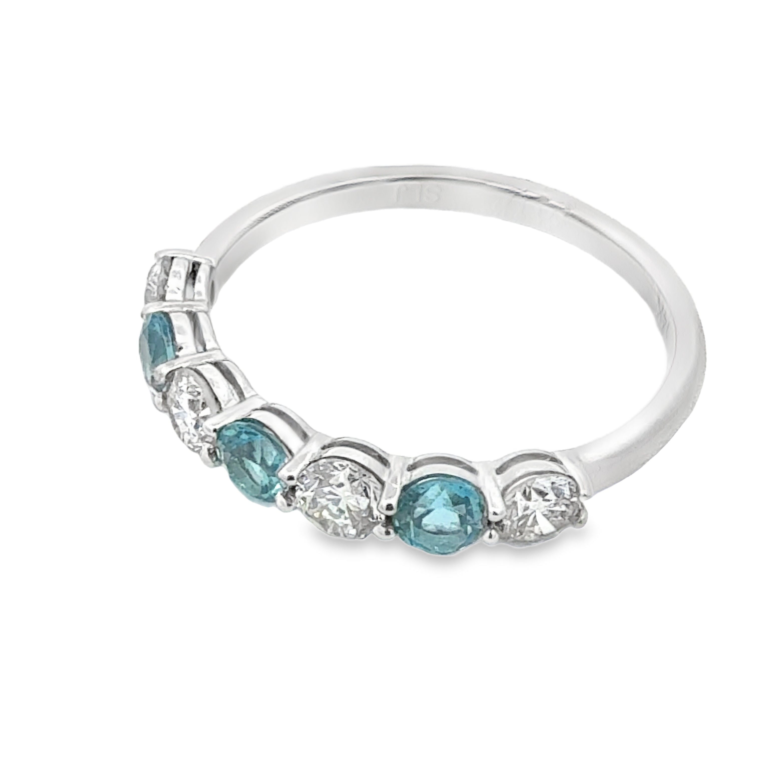 Blue Topaz and Lab Diamond 7 Stone Band