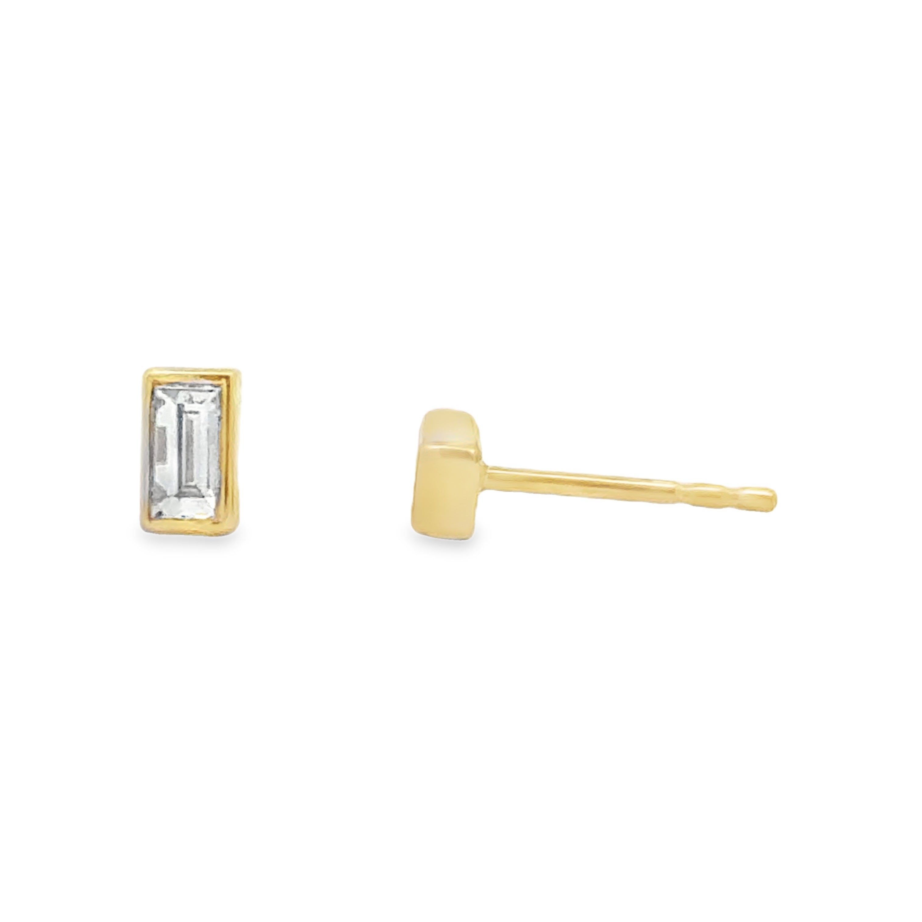 Petite Bezel Lab Diamond Baguette Studs