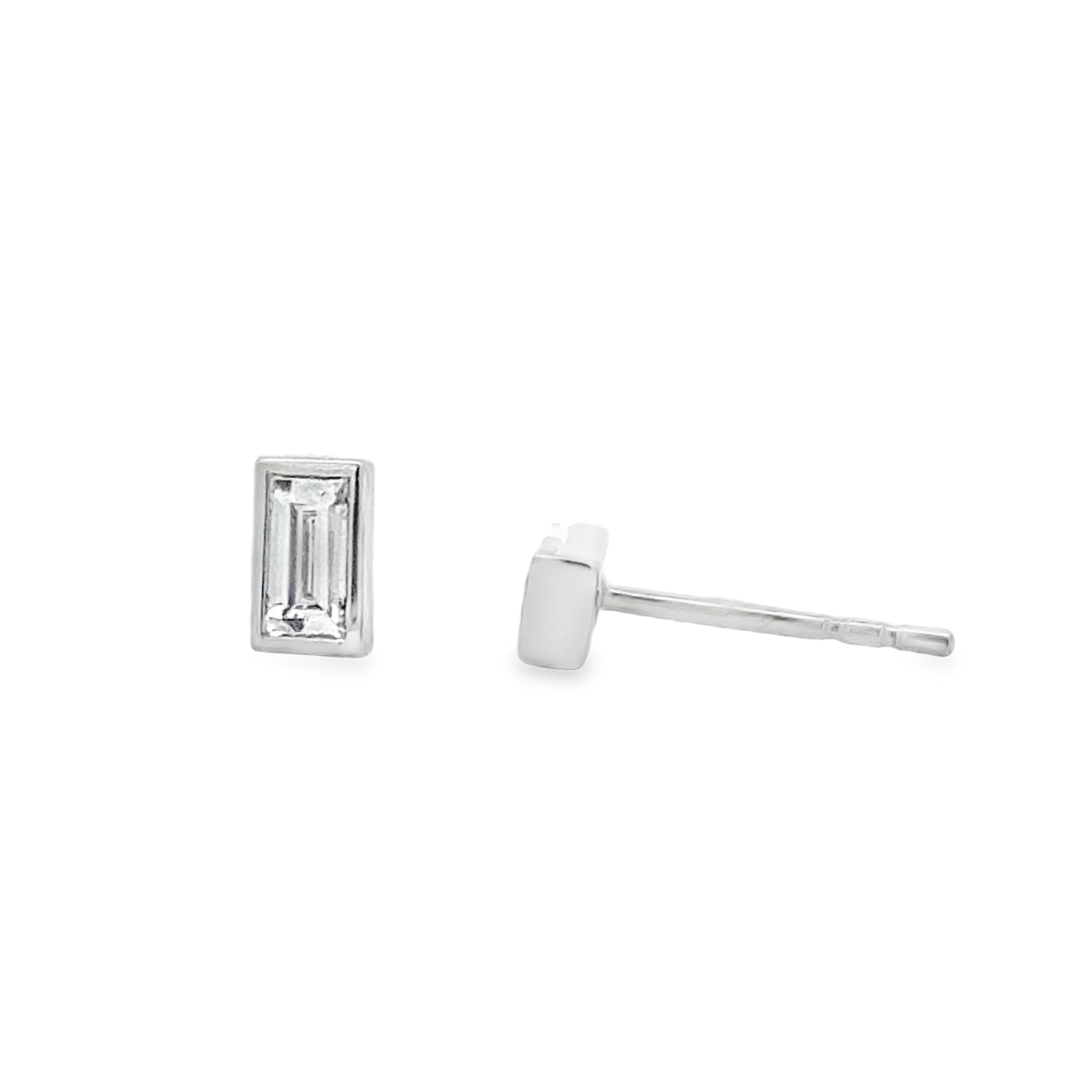 Petite Bezel Lab Diamond Baguette Studs