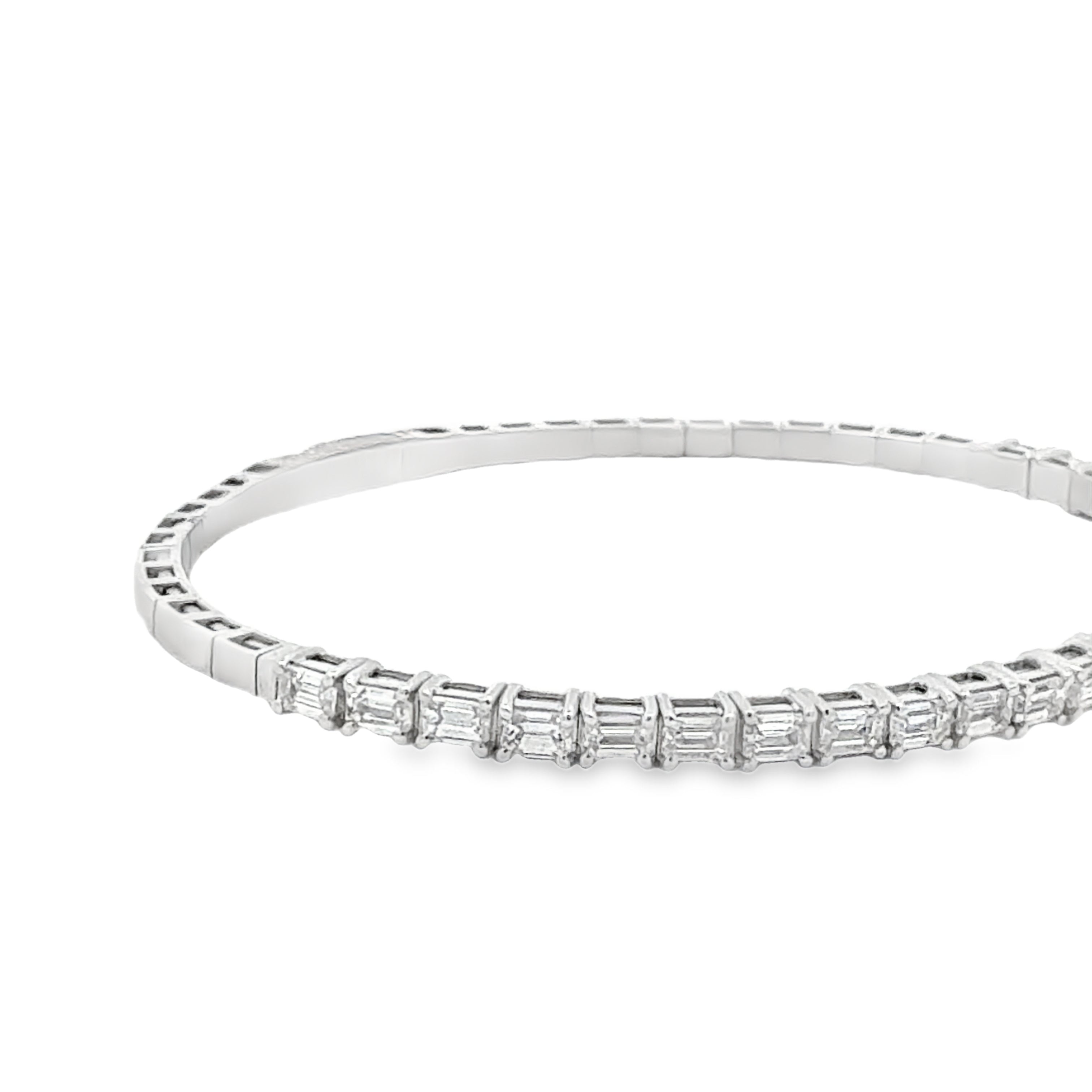 2.50ctw East-West Lab Emerald-Cut Diamond Flexible bangle.