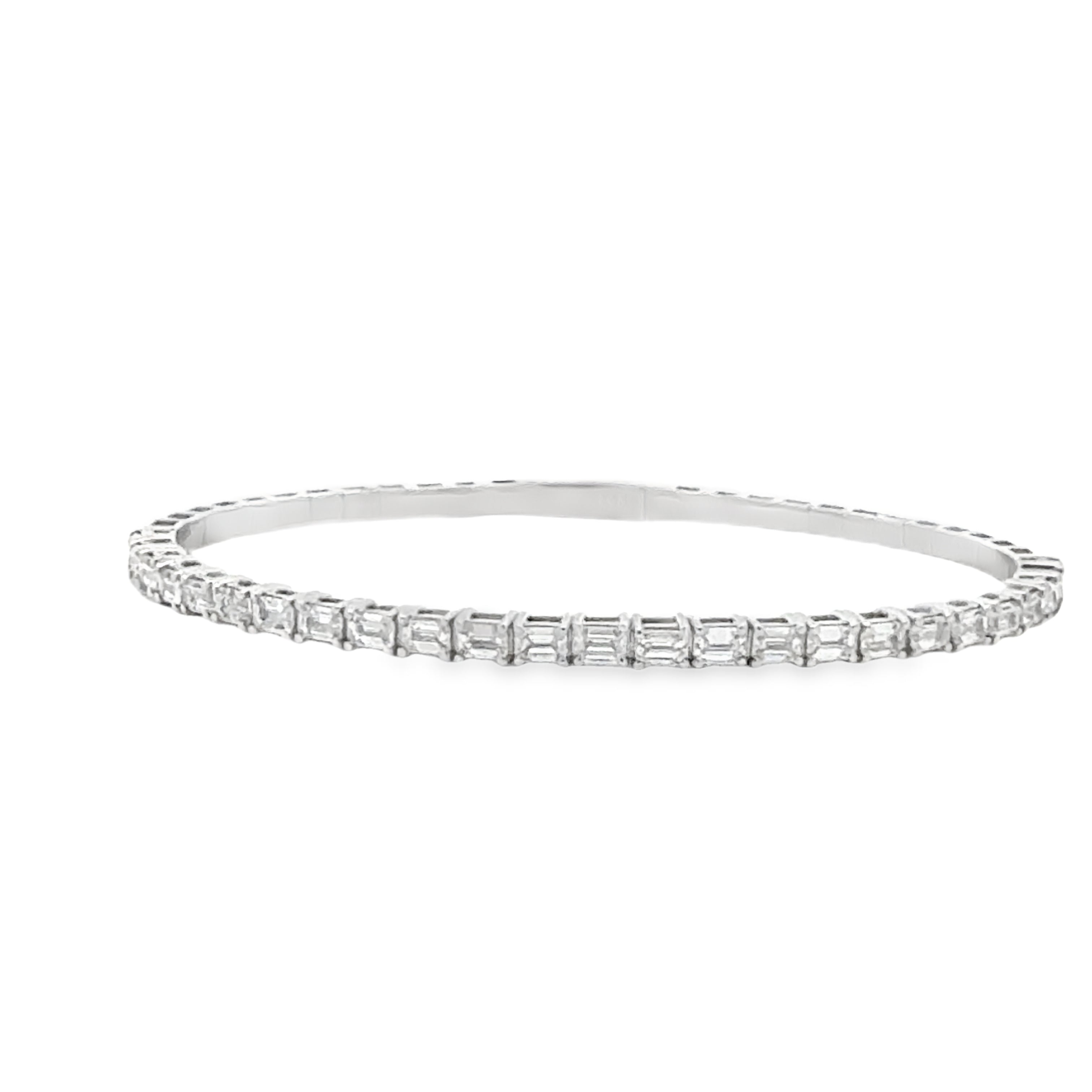 2.50ctw East-West Lab Emerald-Cut Diamond Flexible bangle.