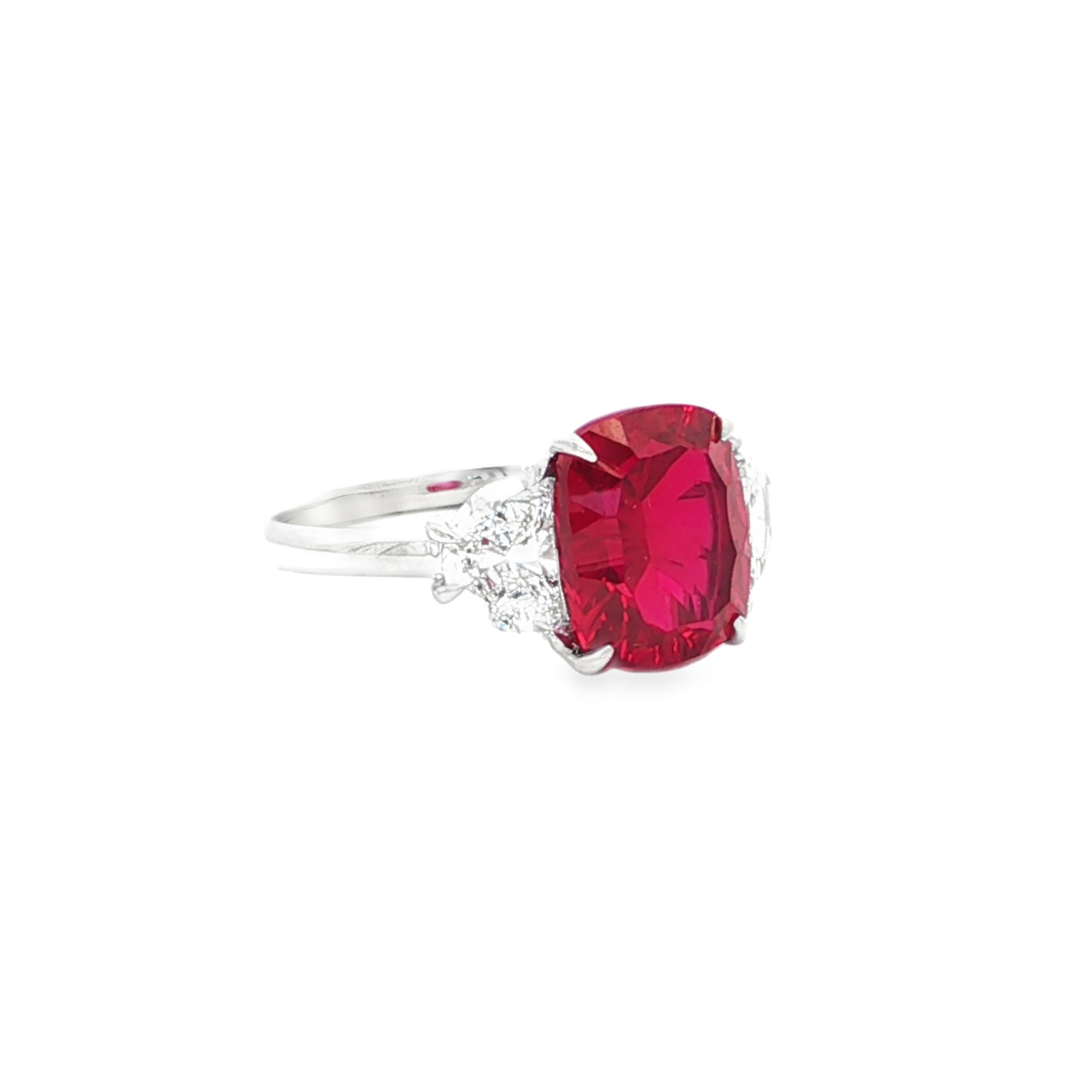 Lab Ruby and Half Moon Ring