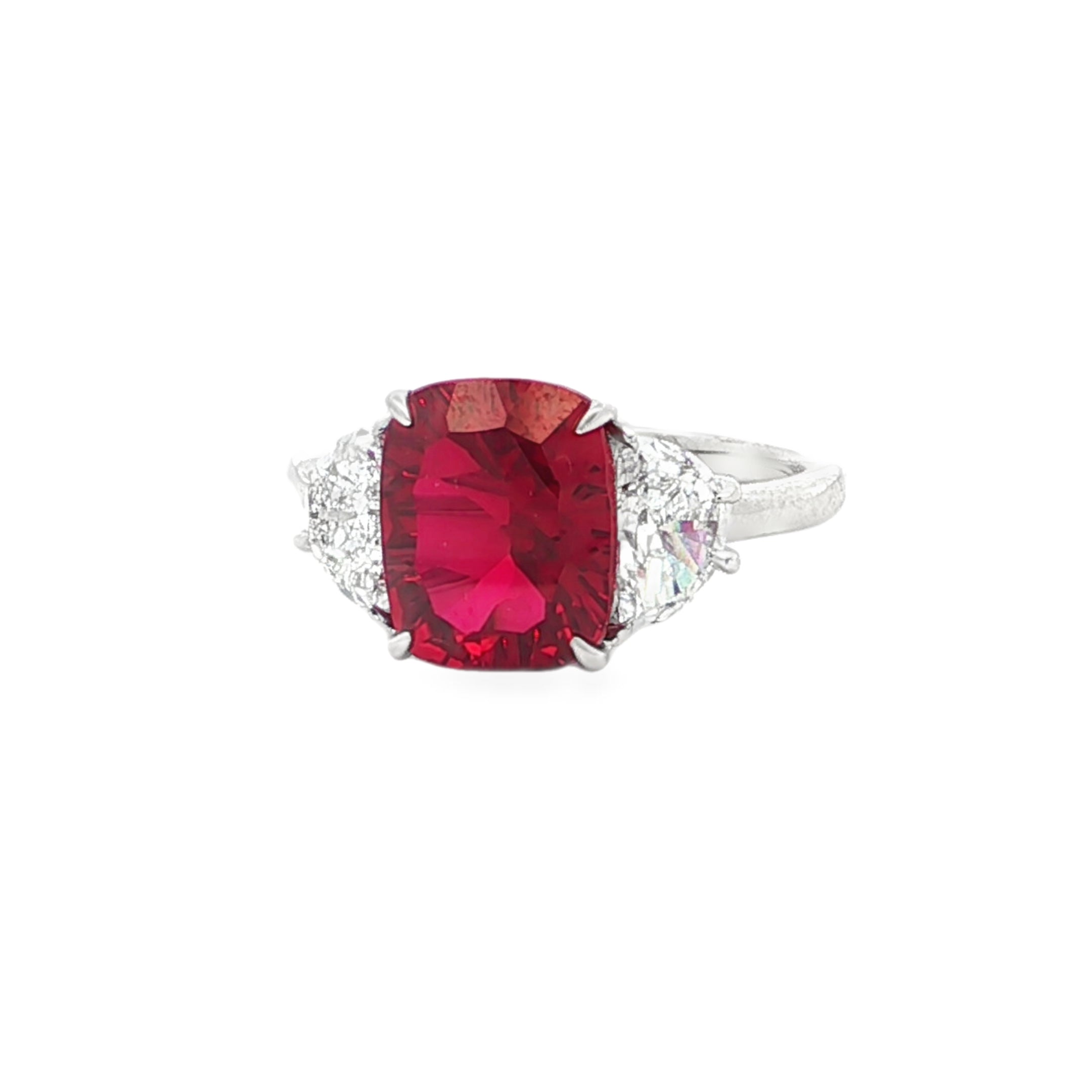 Lab Ruby and Half Moon Ring