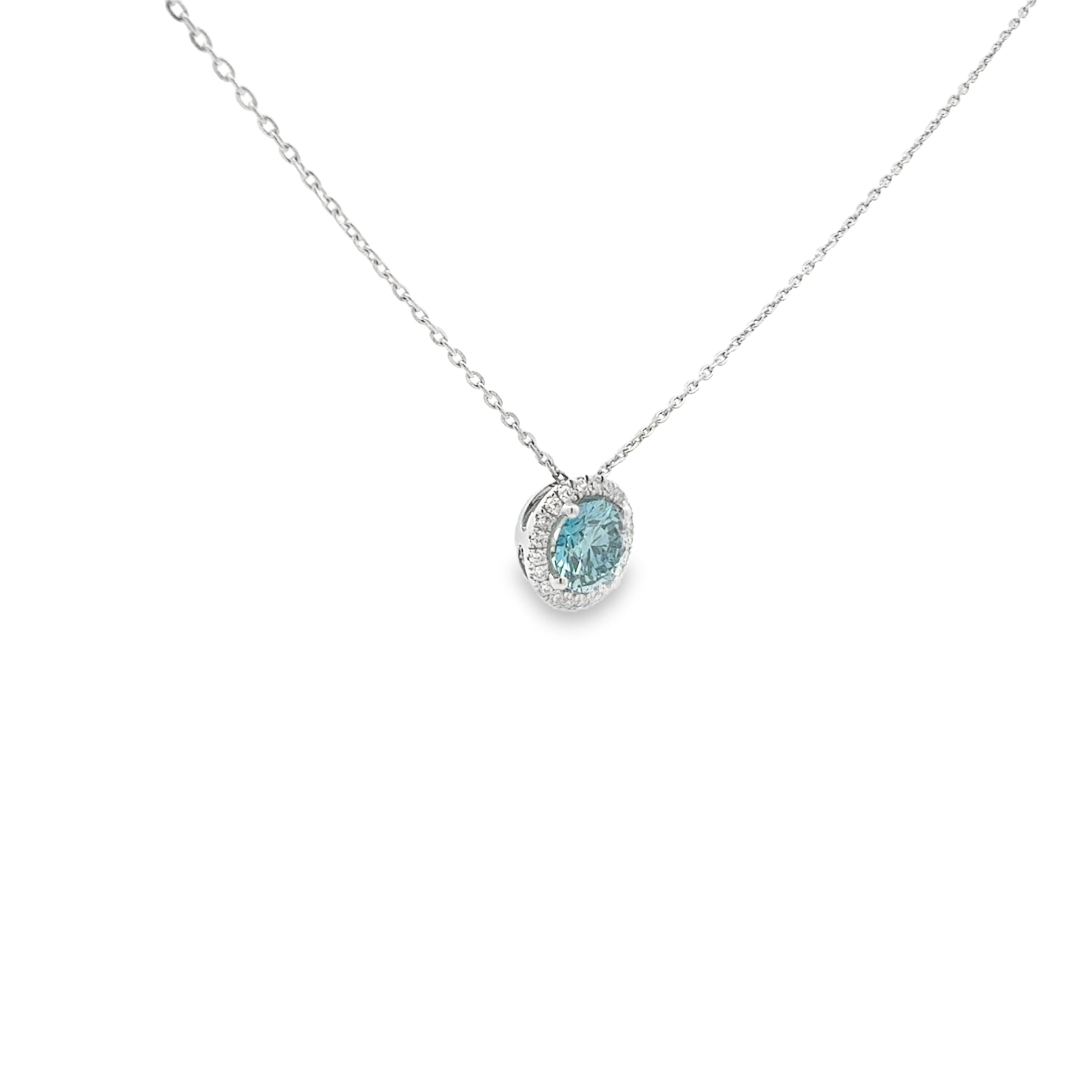 Blue Diamond Halo Necklace