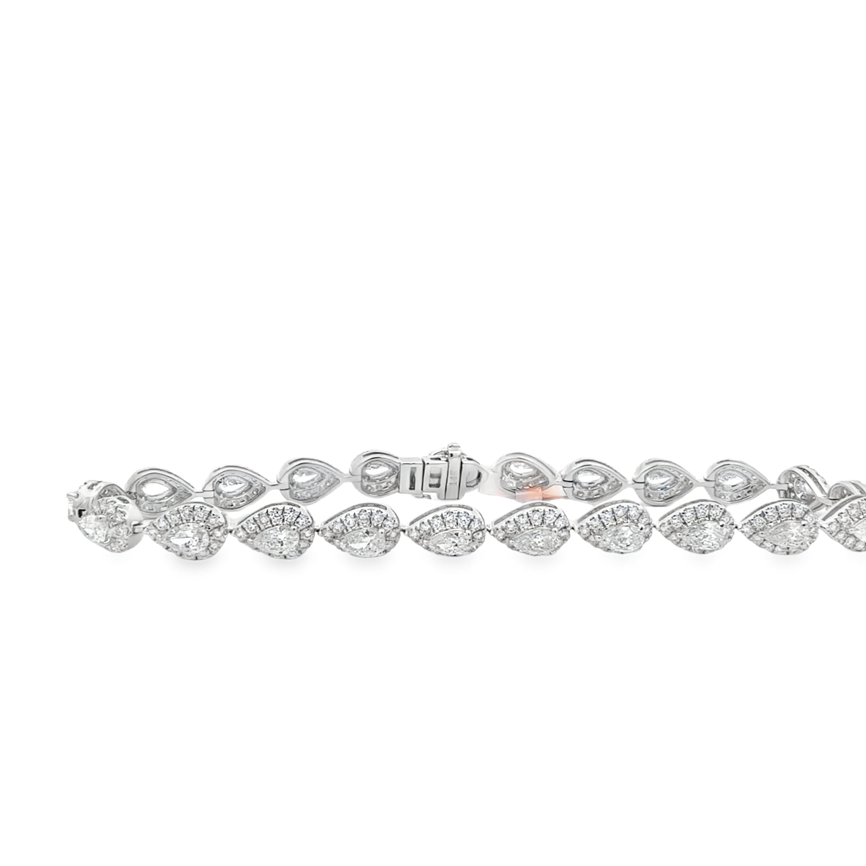 5.22ctw Pear Halo Tennis Bracelet