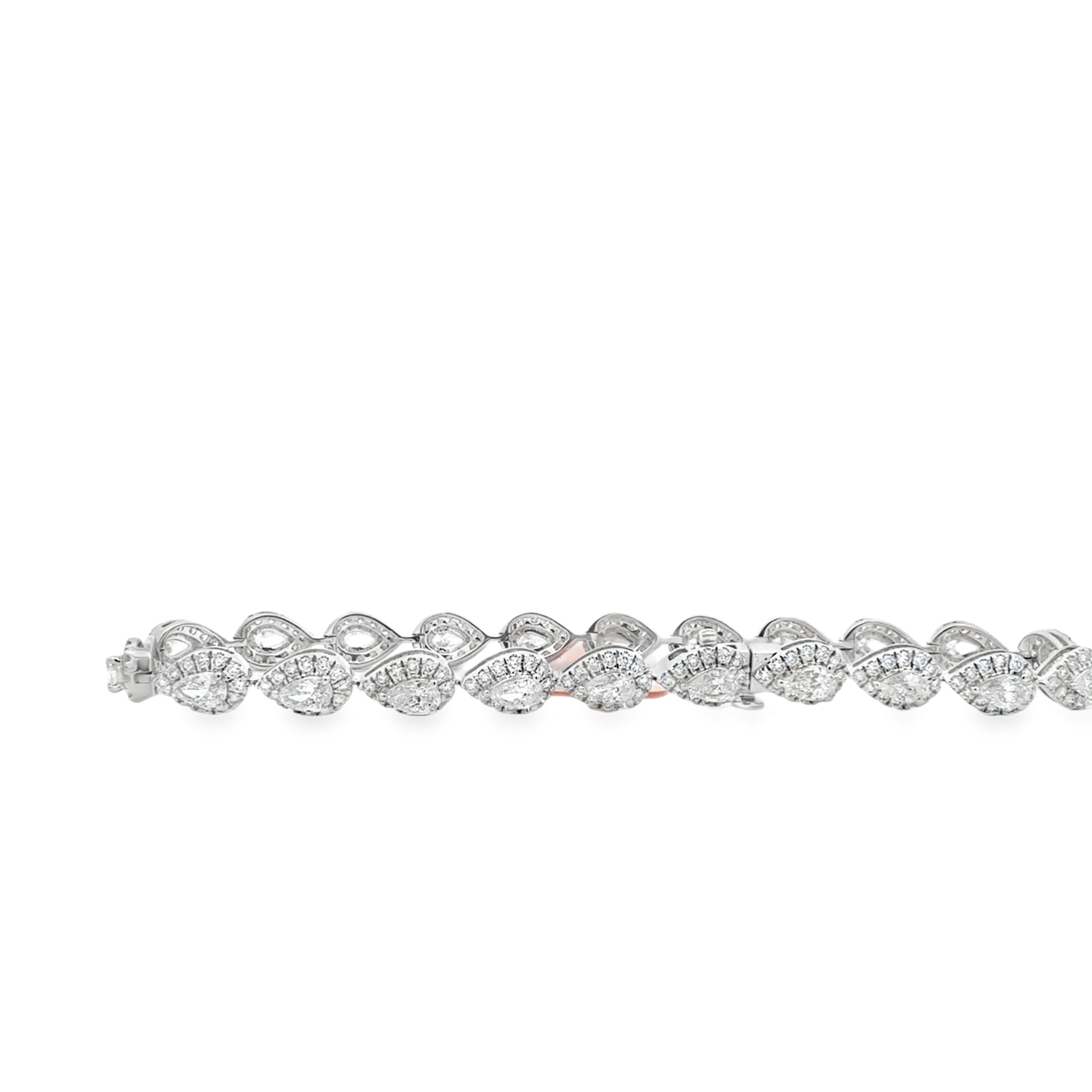 5.22ctw Pear Halo Tennis Bracelet