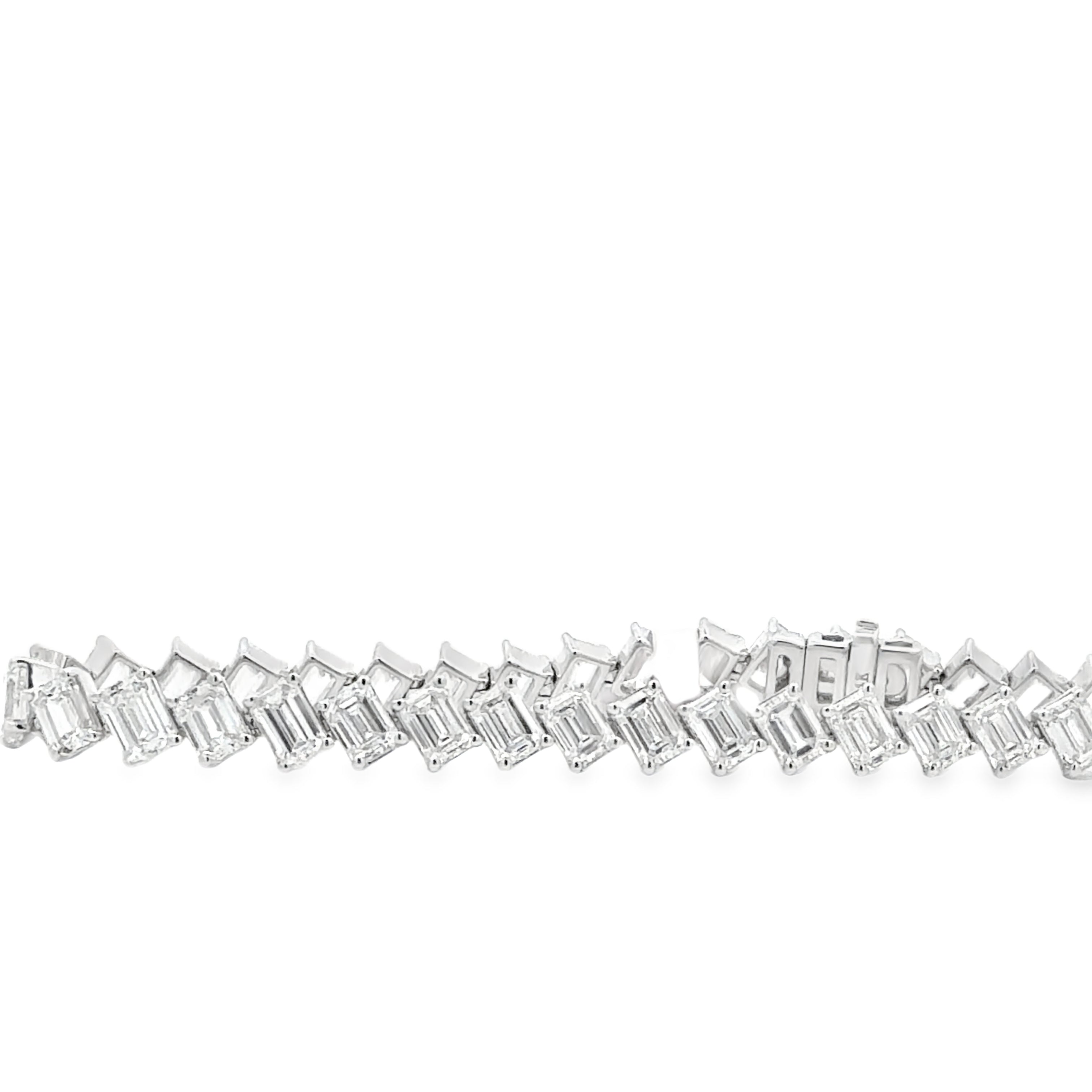 Tilted Emerald Cut Tennis Bracelet
