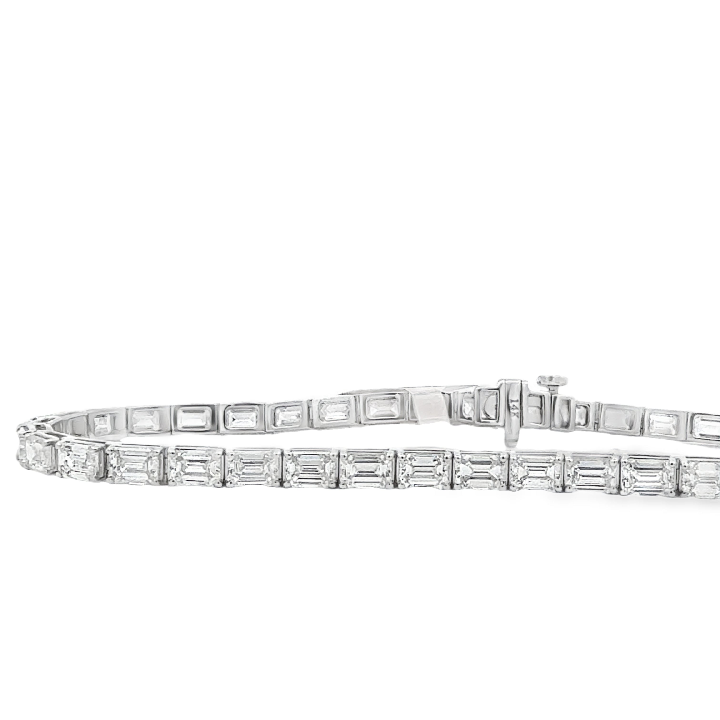 East-West Emerald Cut Tennis Bracelet